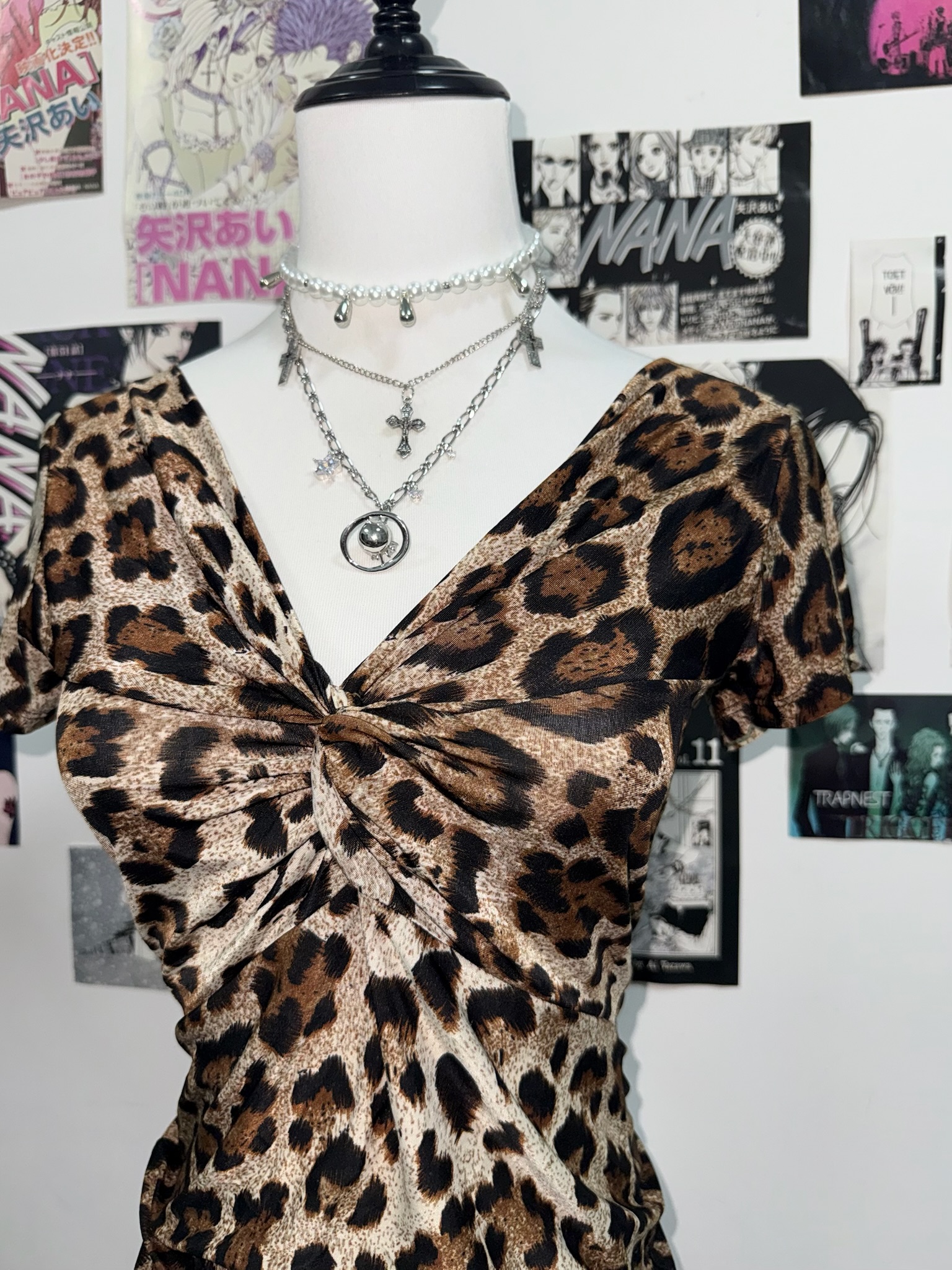 Leopard Print Twist Front Mini Dress