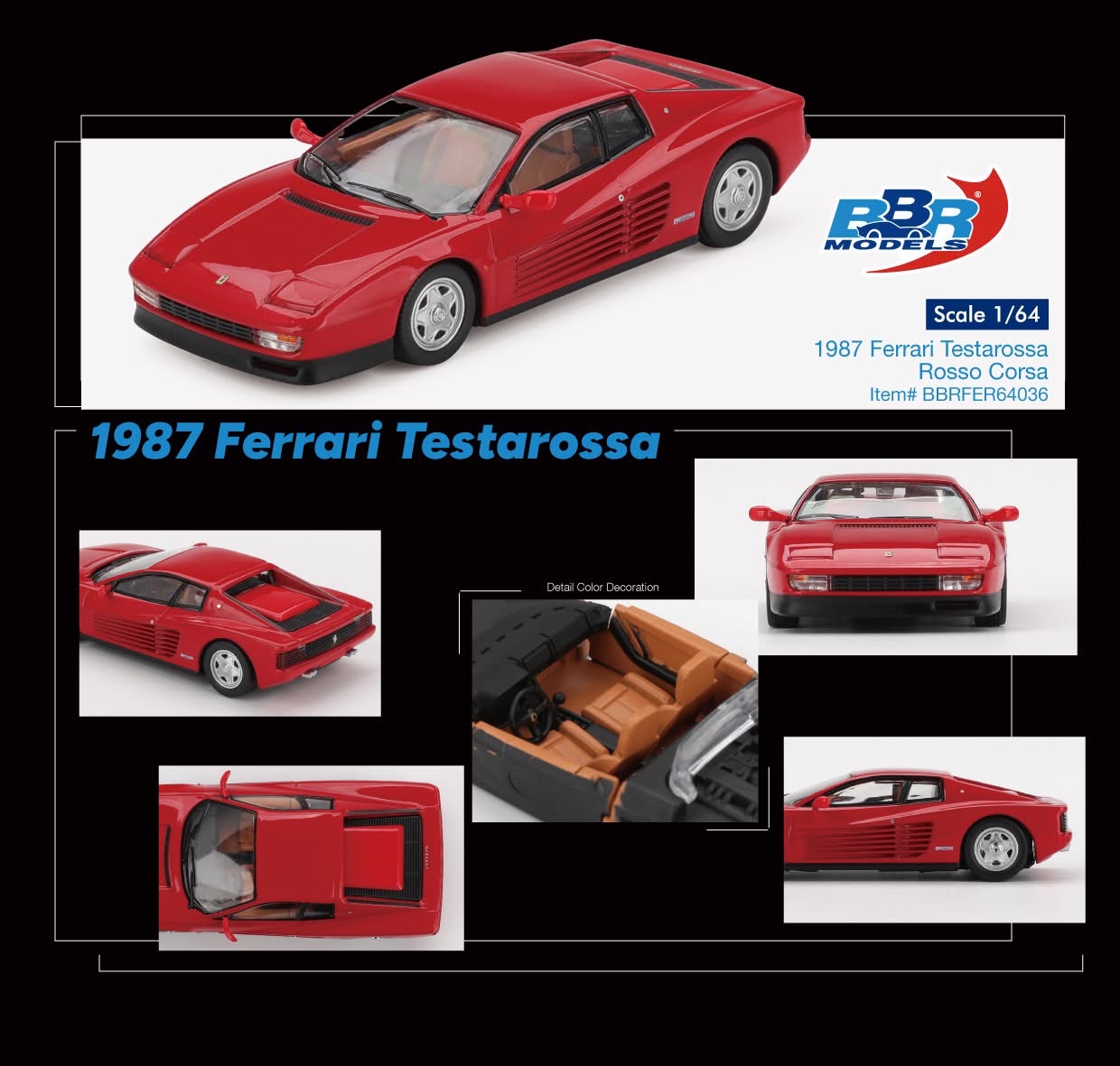 （預訂 Pre Order) BBR ( BBRFER64036 ) 1987 Ferrari Testarossa Rosso Corsa