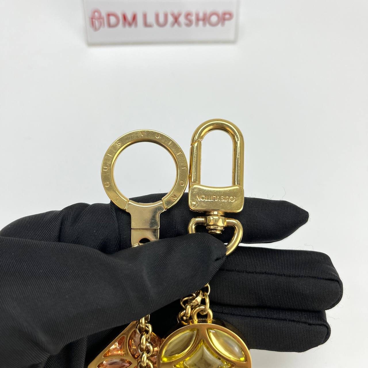 LV Fluer De Monogram Key Chain Charm GHW