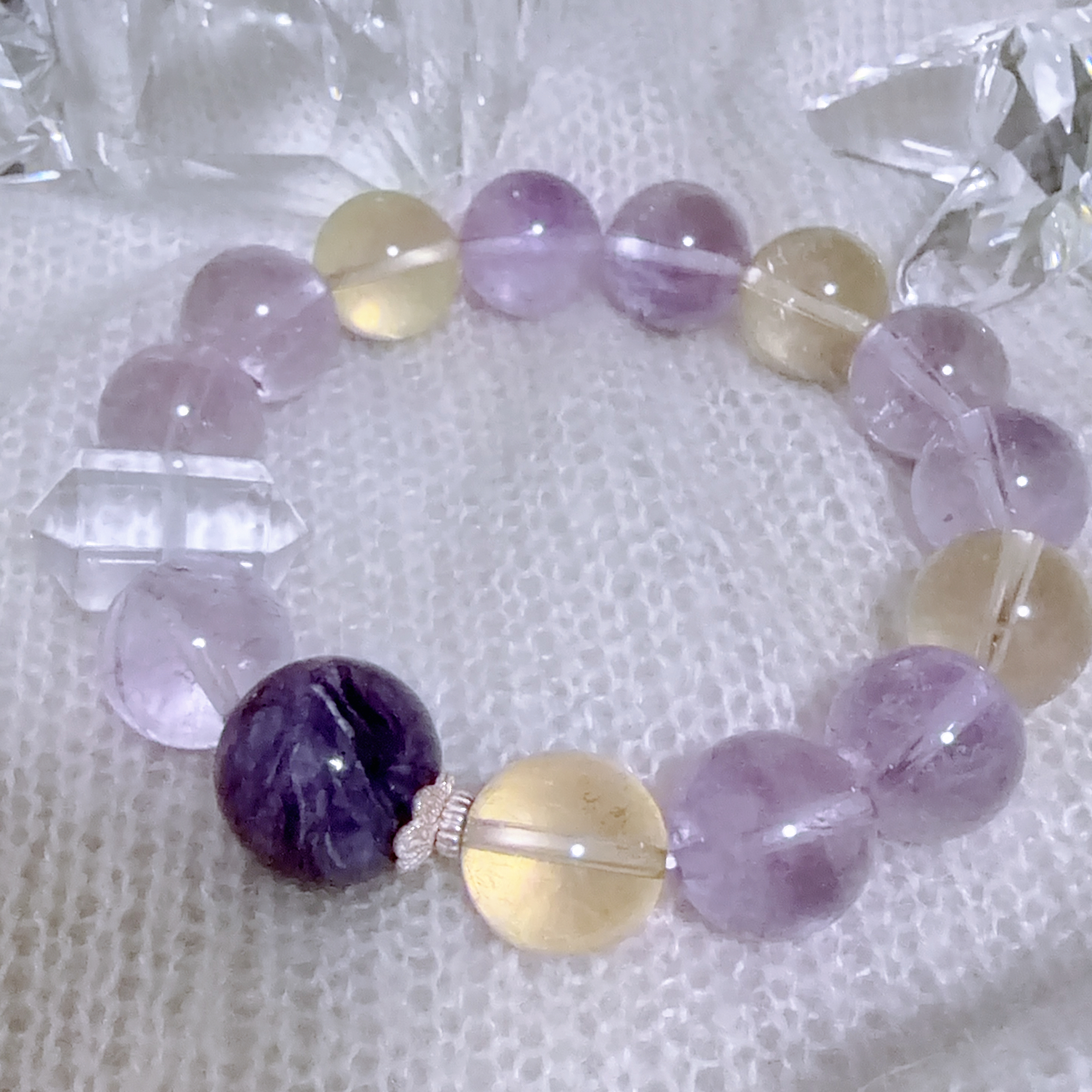 水晶珠手鏈 （紫水晶+檸檬晶）