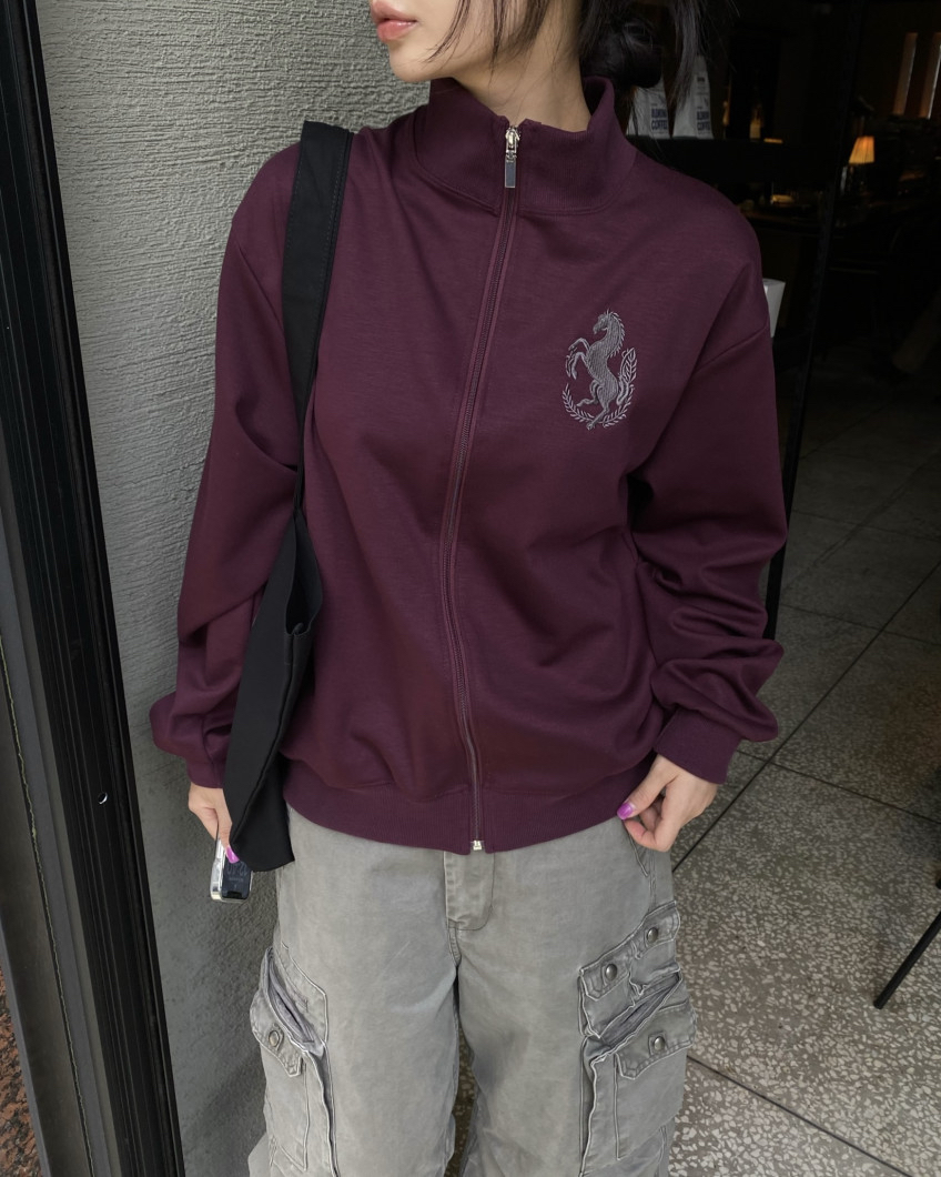 Graphic High-Neck Zip-Up