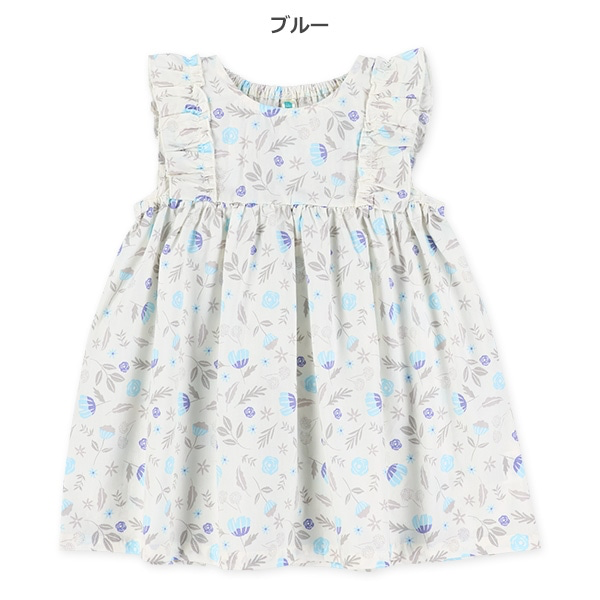 🇯🇵預訂 日本直送🇯🇵兩色花卉滿印無袖荷葉邊純棉連身裙