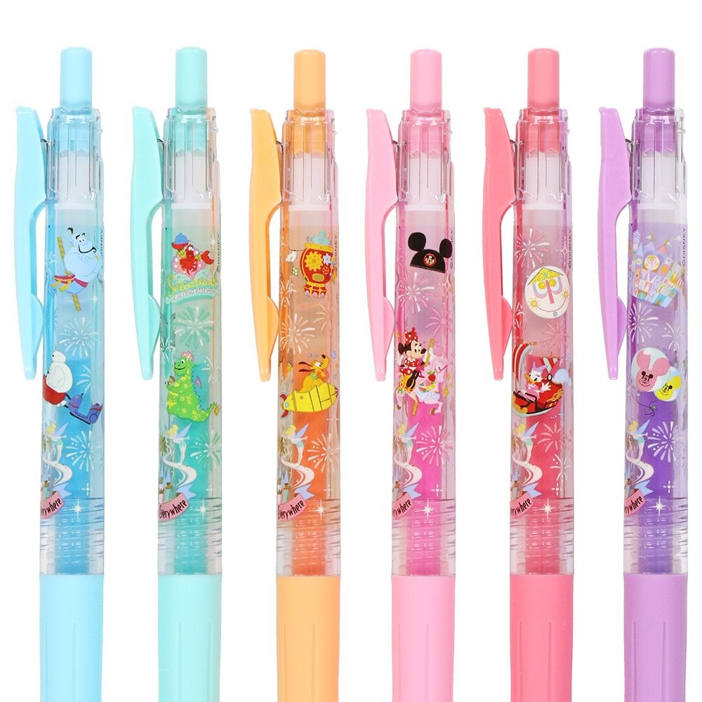 現貨｜【日本 Disney Store 限定】一套6枝 Mickey & Friends 米奇與朋友 日本製 Zebra SARASA CLIP 0.5mm 牛奶色 啫喱筆 6色套裝 071858