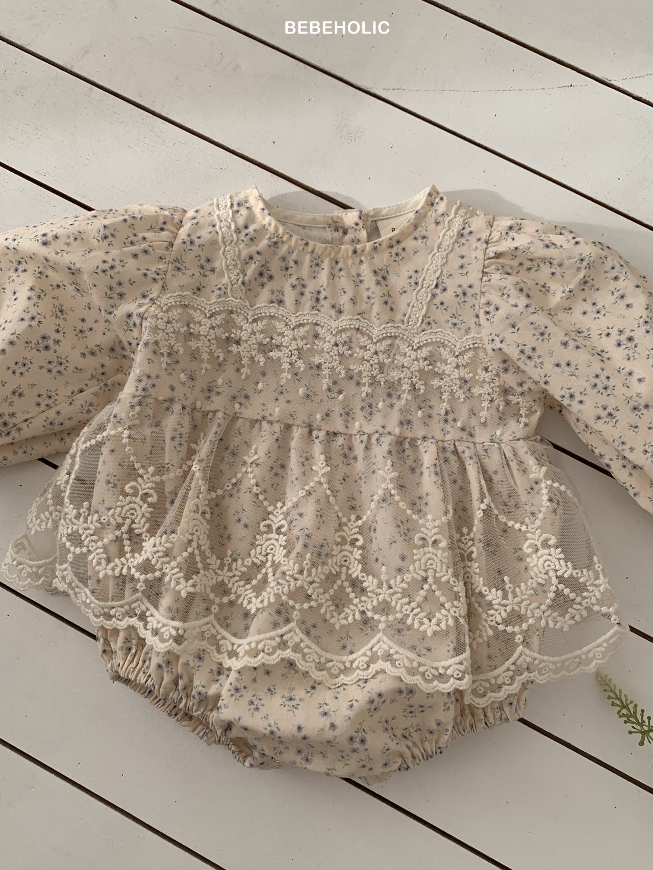 🌸預訂 韓國直送🌸🇰🇷BEBEHOLIC兩色碎花蕾薄紗長袖包屁裙