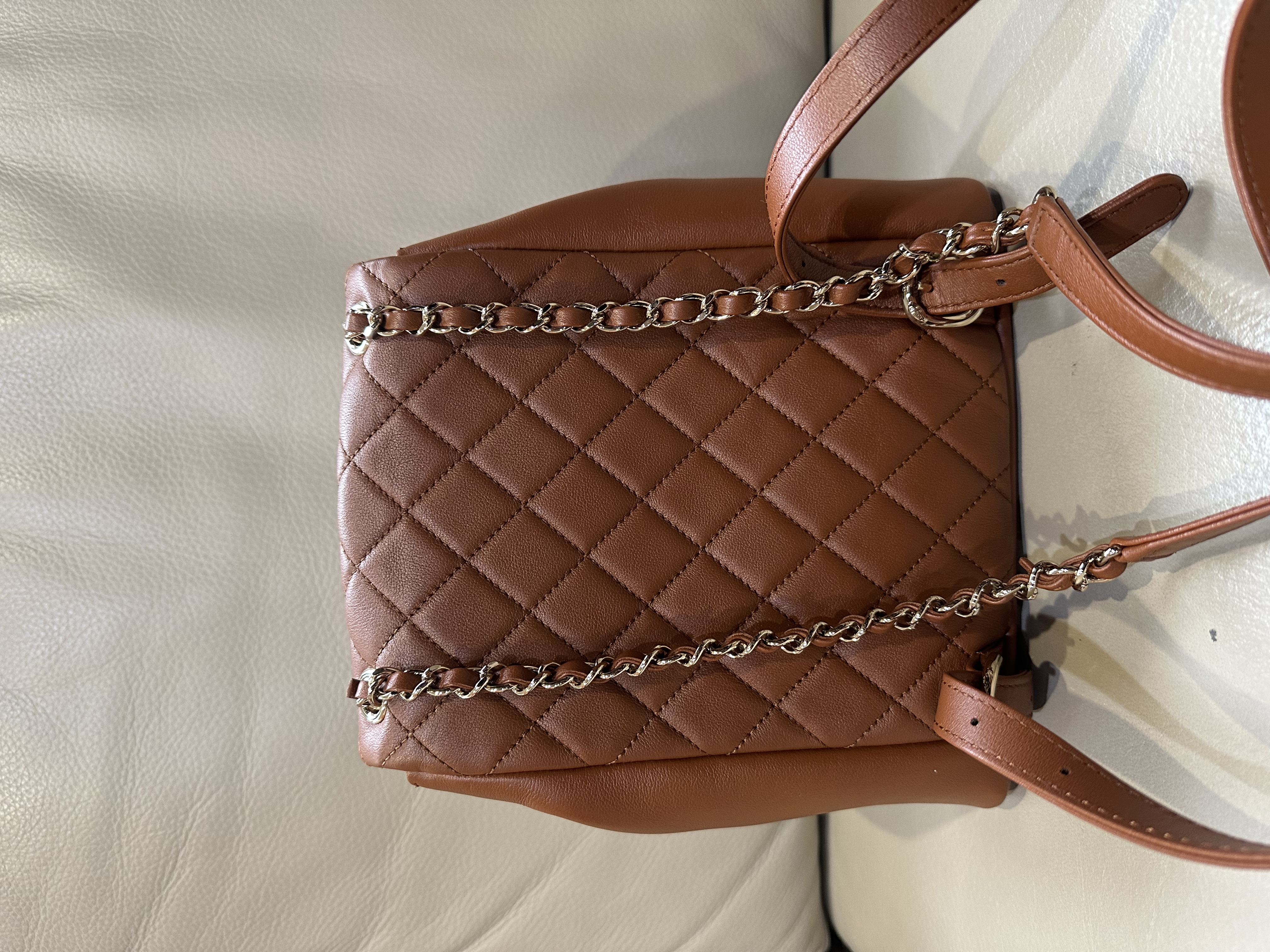 Pre-Owned Chanel Light Brown Quilted Grained Calfskin Duma Pockets Backpack / Product Code: 26040516