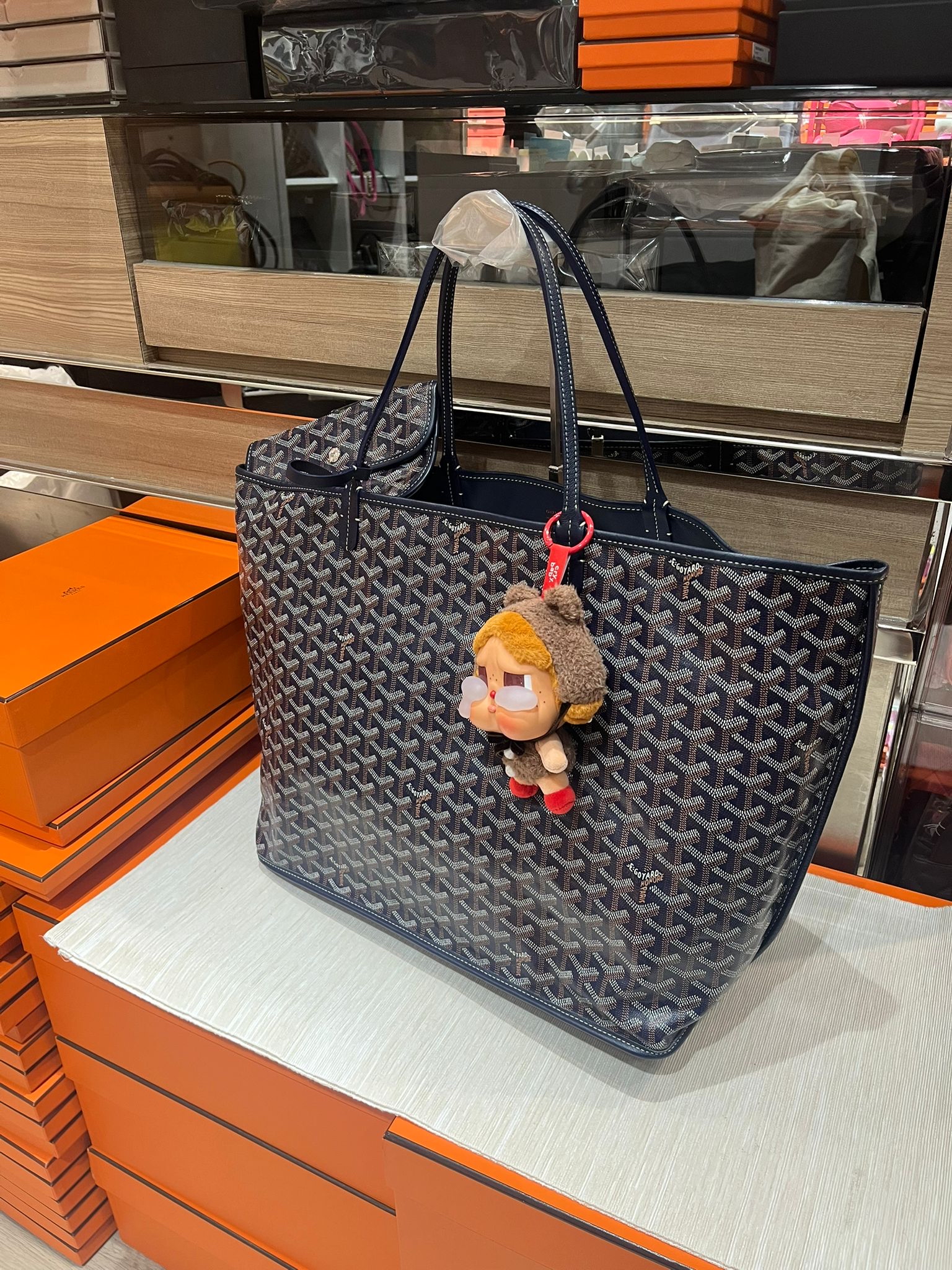 Goyard Anjou gm tote bag Navy 100%Authentic ,98%new ✅香港專門店收據 ✅dust bag