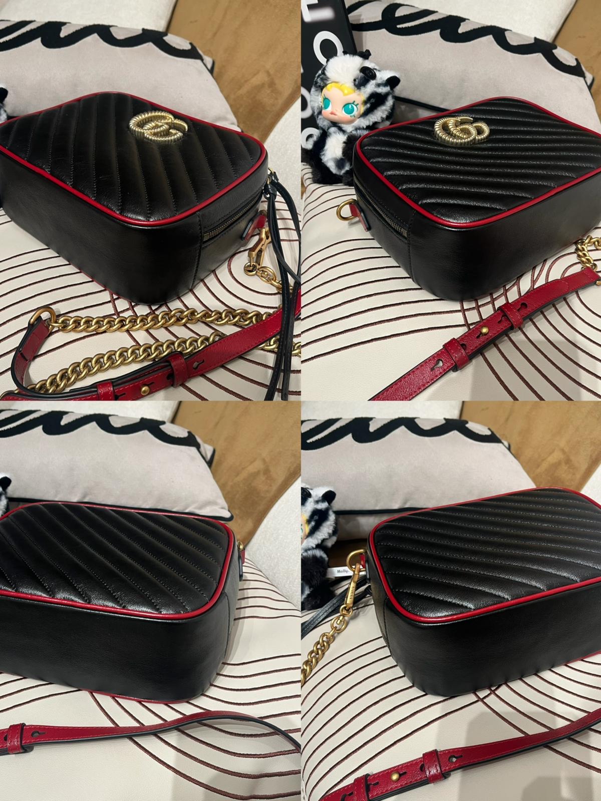 Gucci GG Marmont Matelassé Bag, vanity Camera Bag Bamboo Top Handle 2way bag 100%Authentic ,98%new ✅dust bag