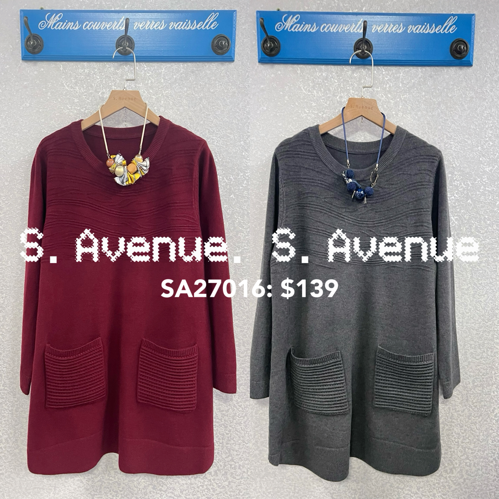 SA27016: 長袖領暗紋前兩袋軟冷op