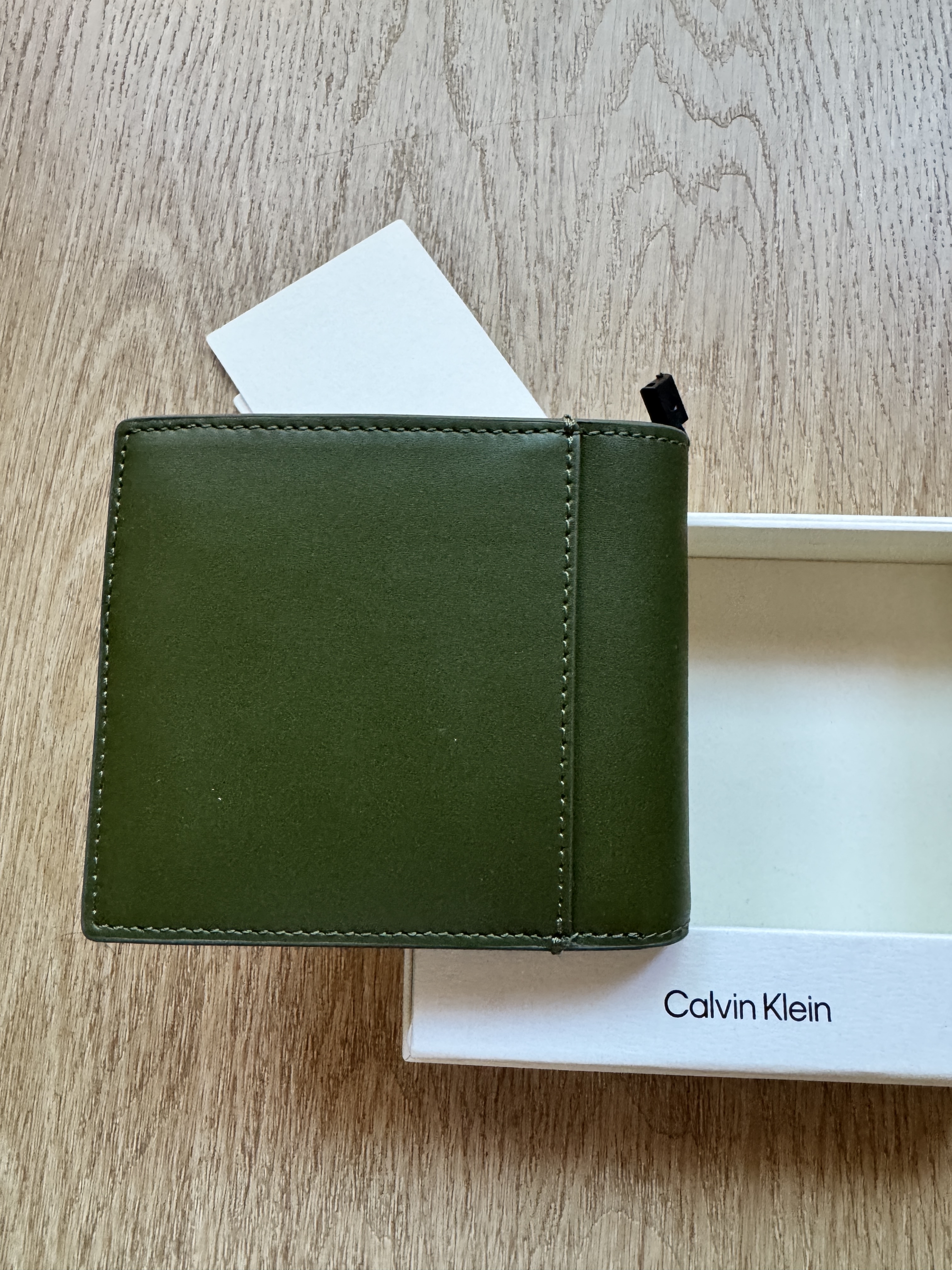 Calvin Klein墨綠色皮銀包 (香港現貨)