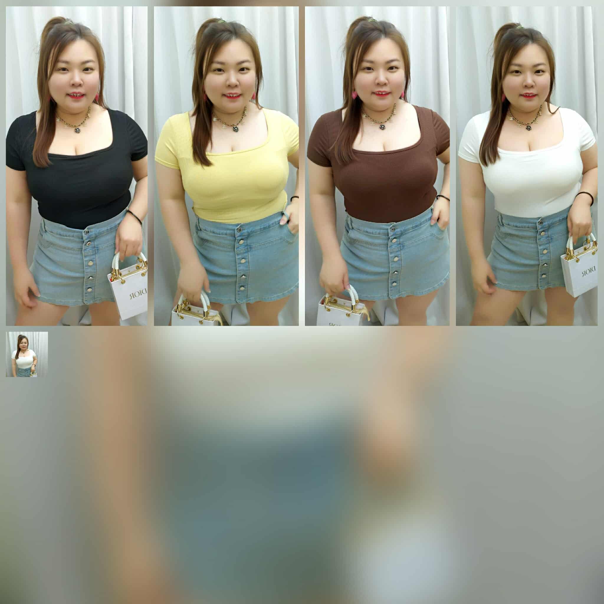 TW#803 大方领单色附垫上衣