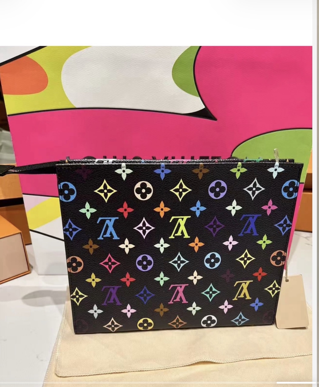 Louis Vuitton 村上隆限量版三彩黑手提包