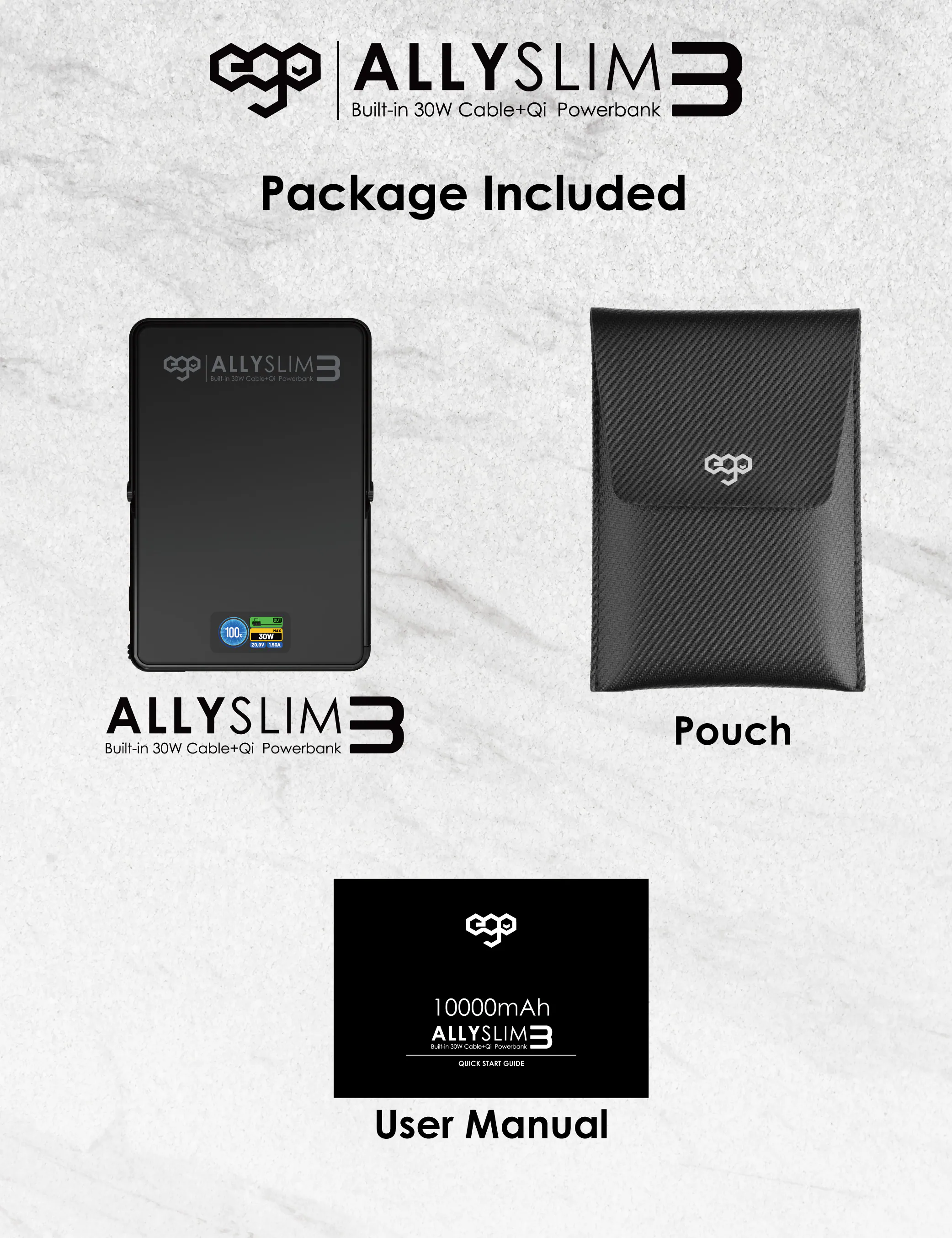 香港行貨 一年保養 EGO AllySlim3 @4in1 30W PD 10000mAh 外置電