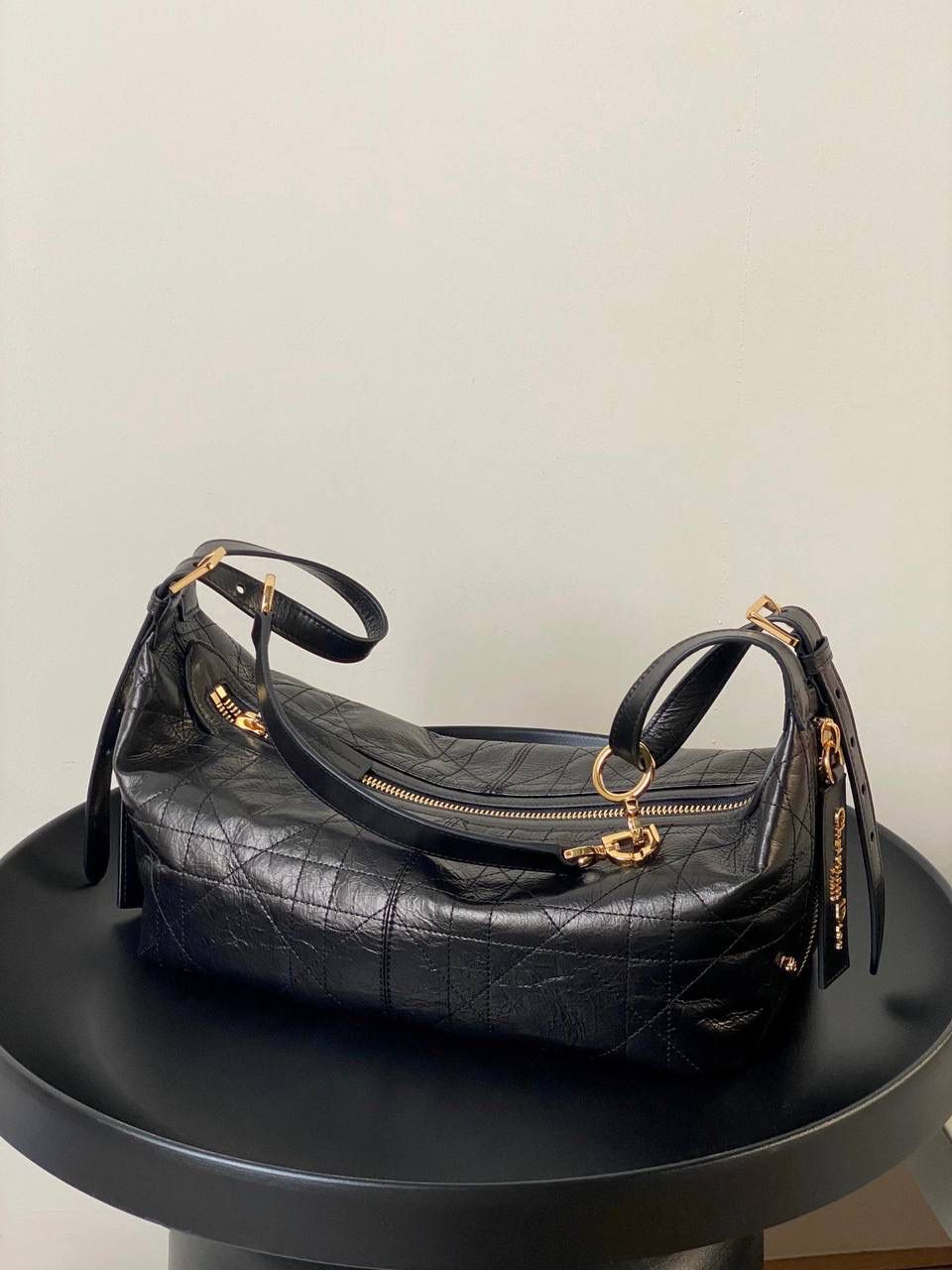 Dior Vibe Hobo Bag: Quilted Leather Shoulder Bag with Gold Hardware