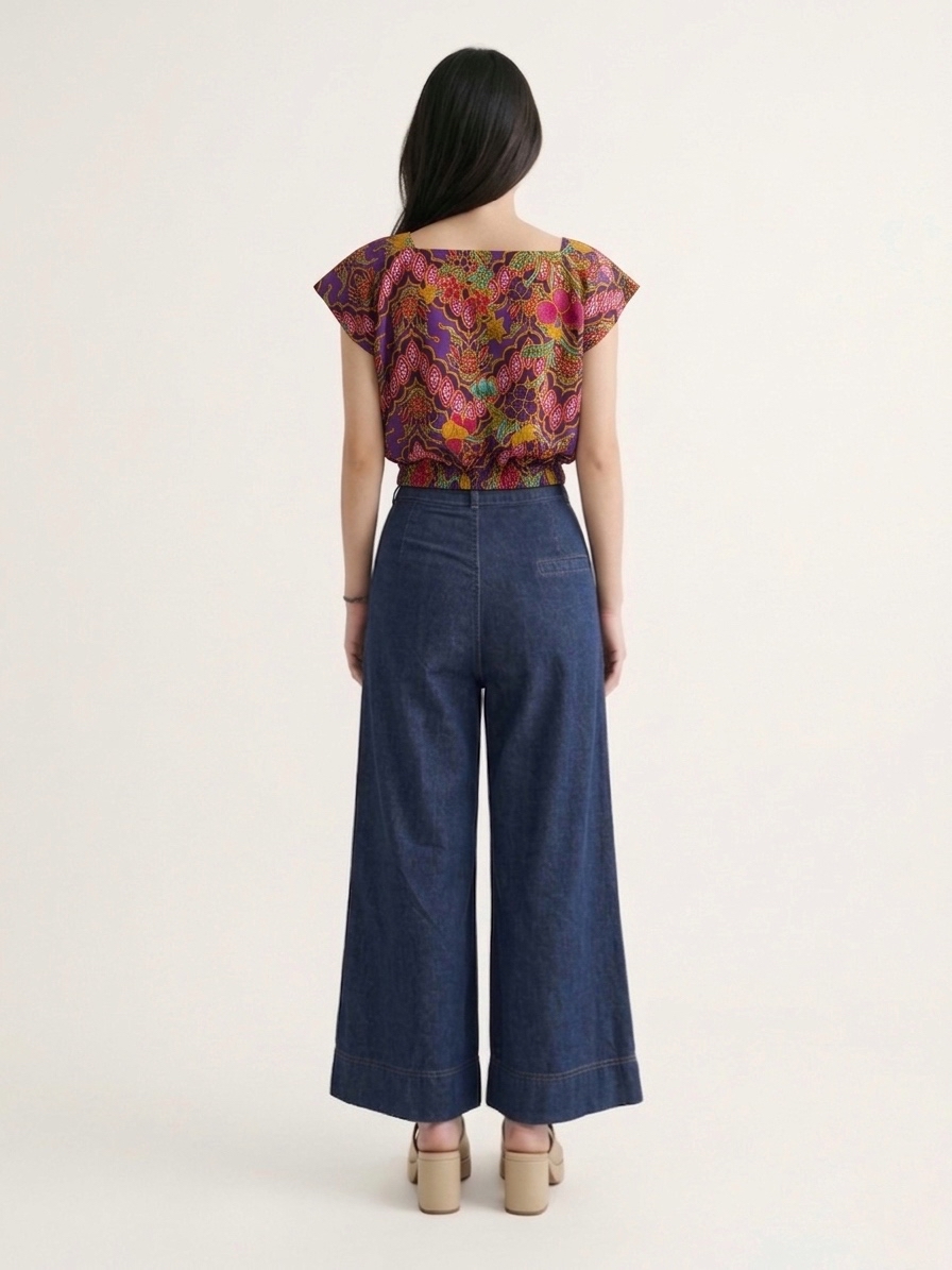 T3373 - Batik Square Neck Crop Top