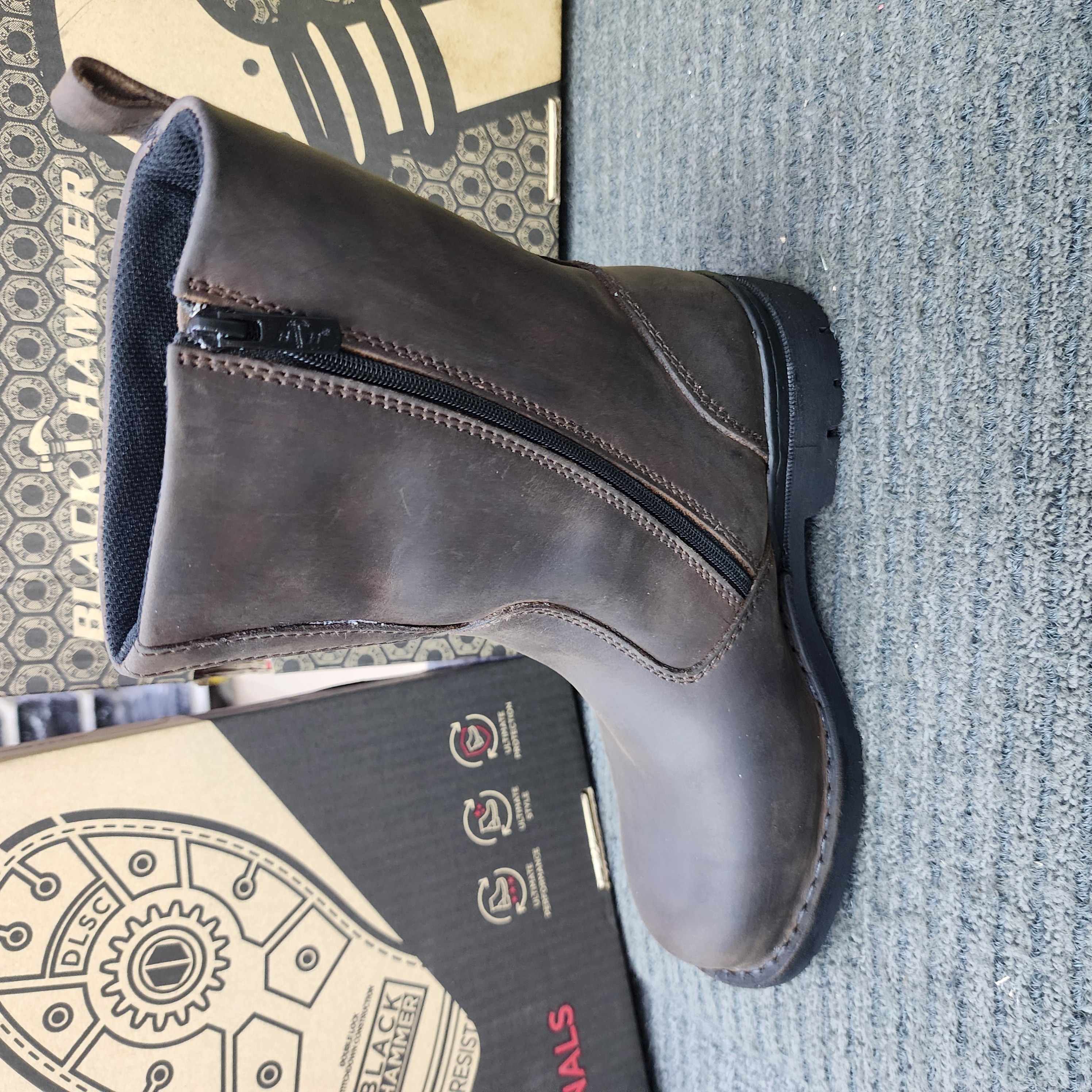 BLACK HAMMER 4665 HIGH CUT ZIP BROWN SAFETY SHOES STEEL TOE LEATHER Kasut Keselamatan