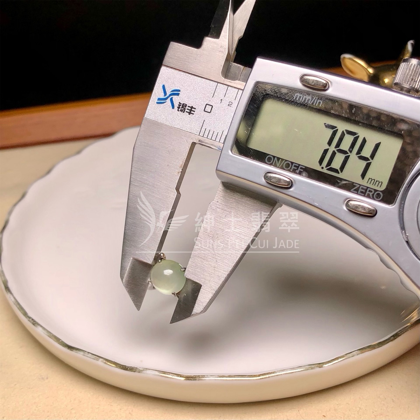 晴水蛋面銀鑲開口戒 YM00131