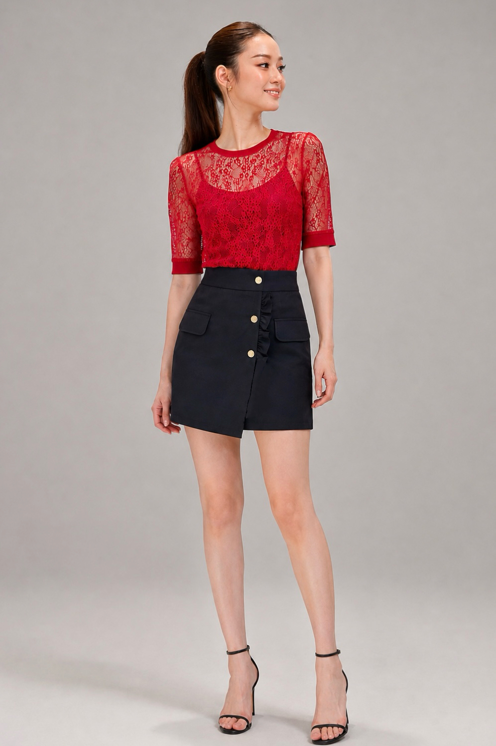 311542 Camille Lace Puff Sleeve Top