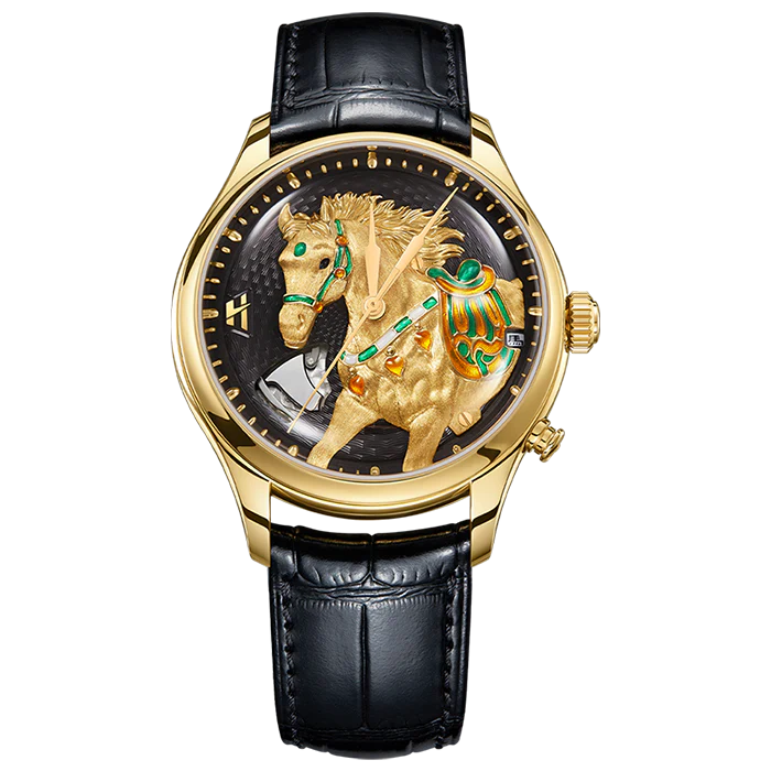 Lucky Harvey 馬年微雕琺瑯自鳴動偶錶 - ZLS502-2 GD