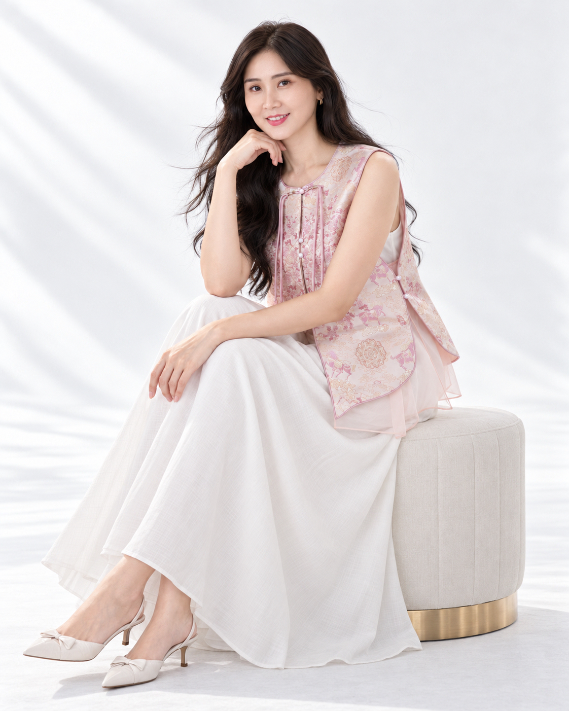 5147 Rosalie Blossom Jacquard Qipao Vest