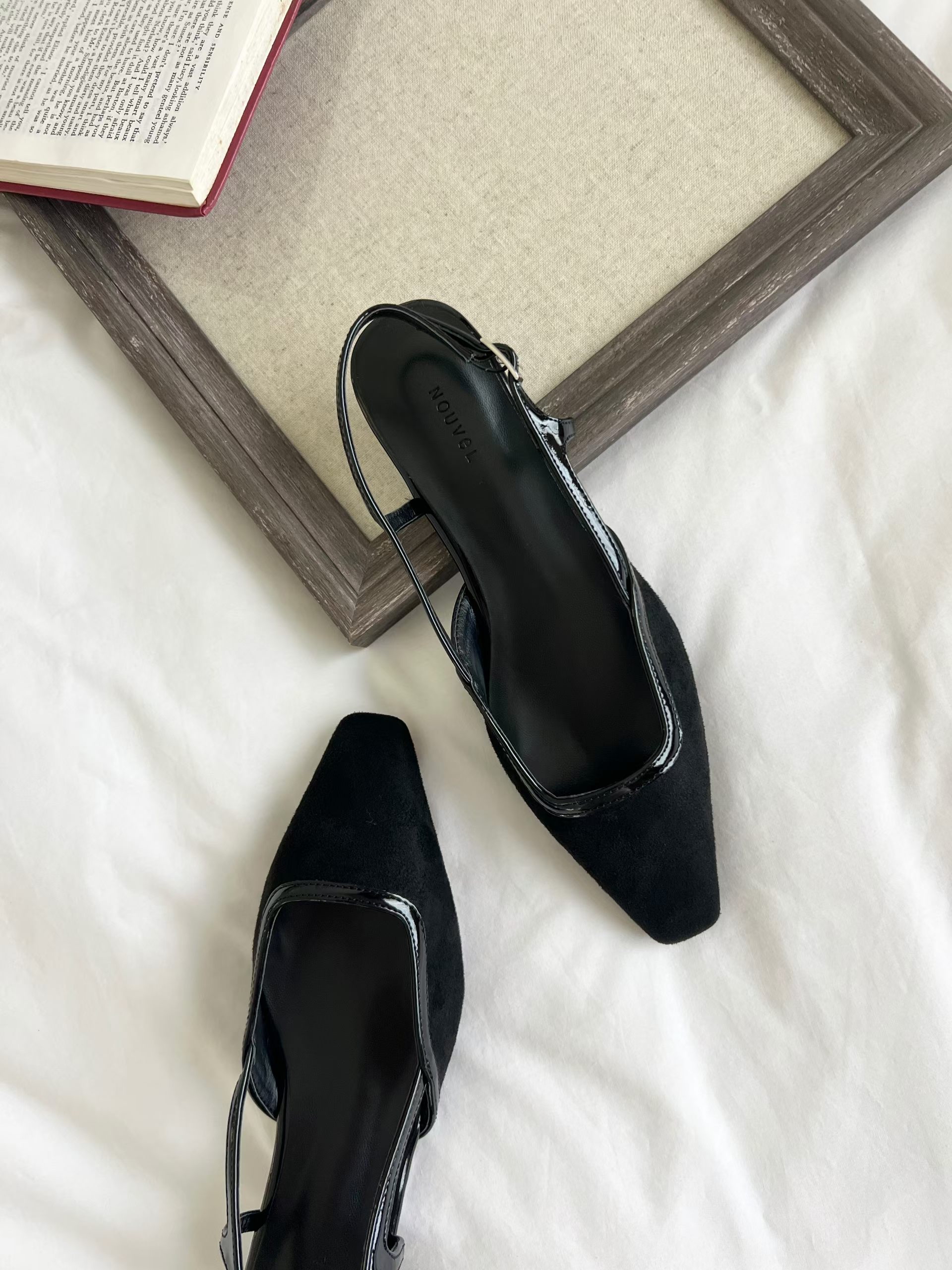 ♥︎秋冬絨面Slingback pumps (踭高4cm)