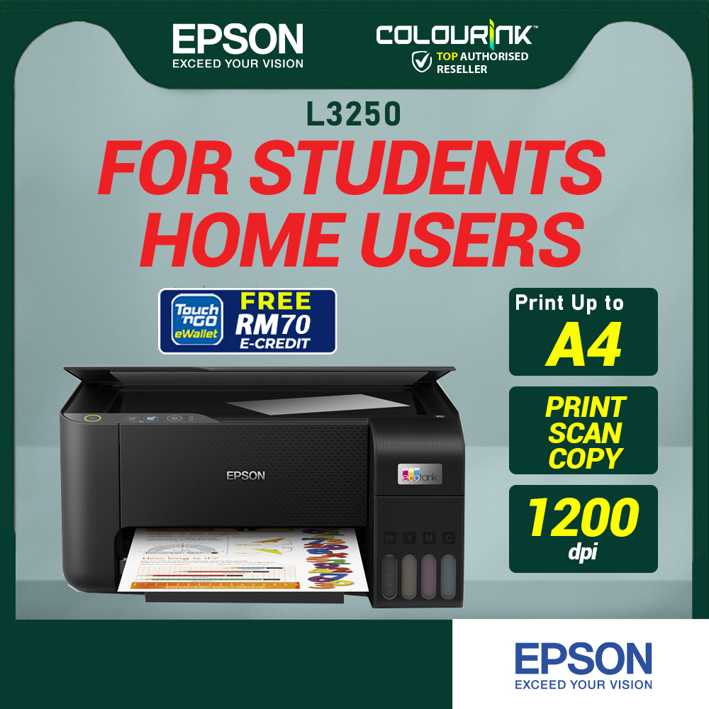 Epson L3250 L3550 A4 3-in-1 Refill Ink Tank Wi-Fi Printer with Original Ink Bottle similar T420w T520w L3150 G3020 L3156