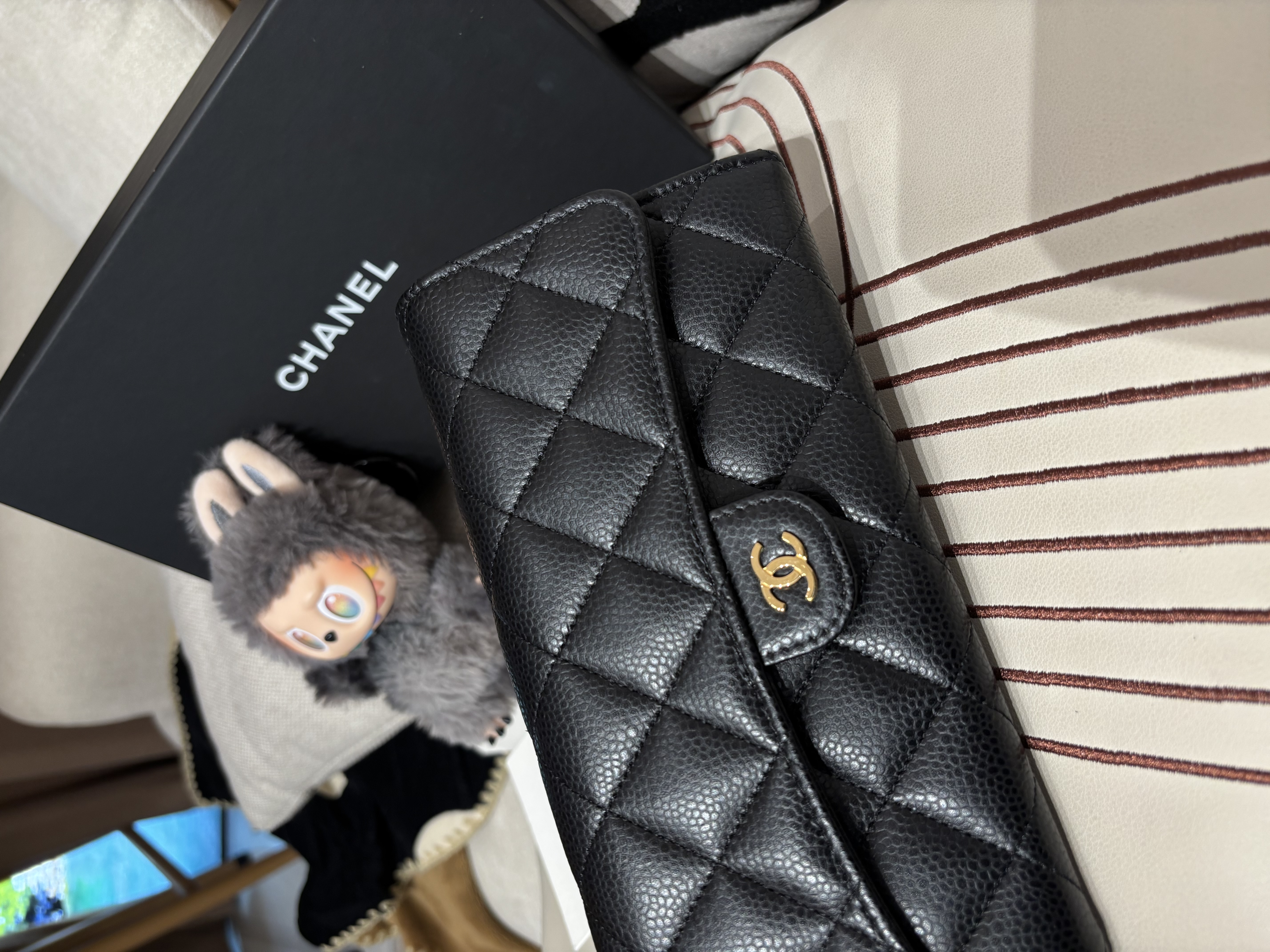 Chanel classic wallet 黑色荔枝牛皮經典長銀包金扣,100%Authentic, 未使用品unused ✅專門店收據✅晶片✅塵袋✅盒 