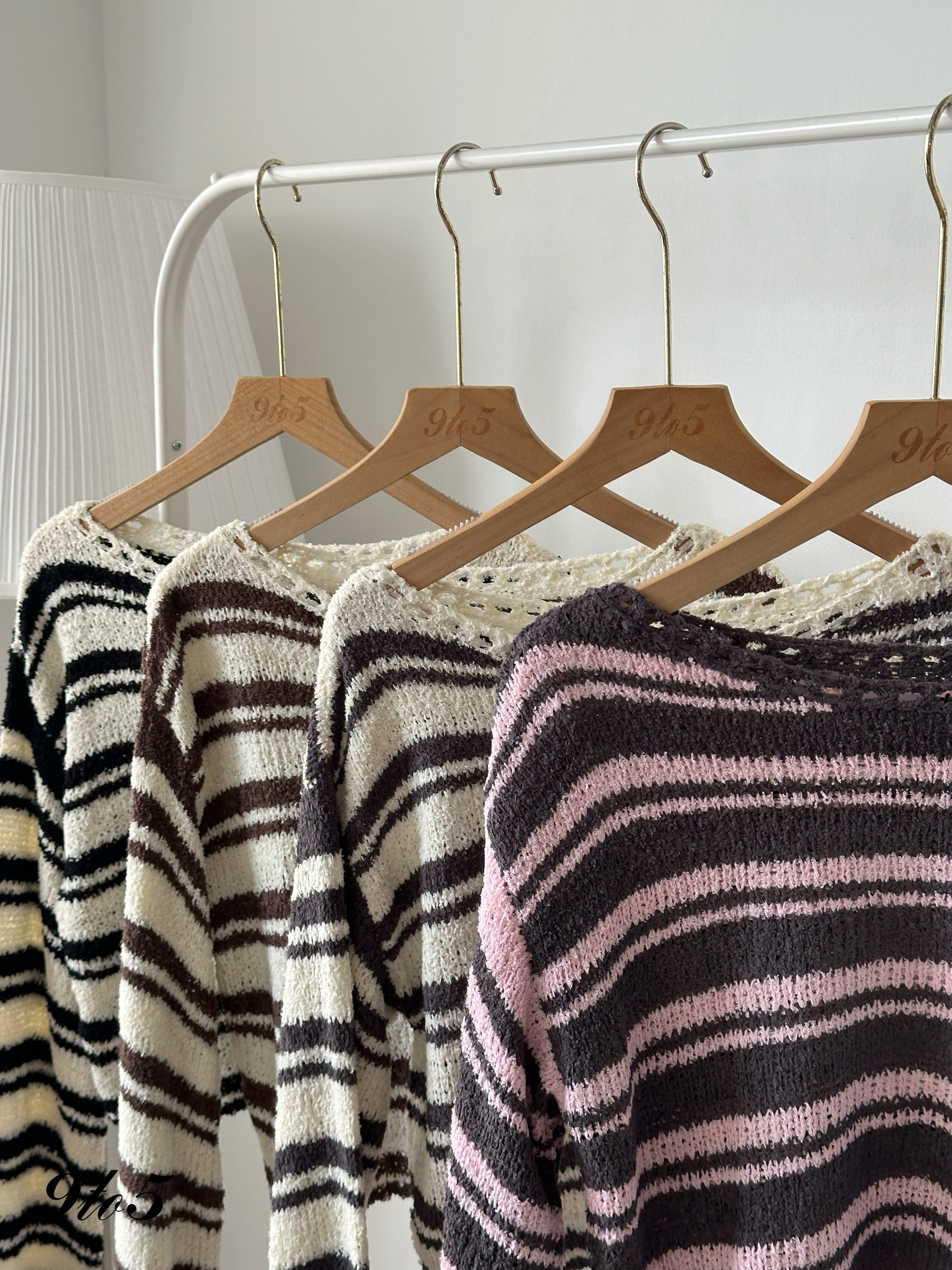 T4425 Long Sleeve Striped Knit Sweater- 4 Colors 