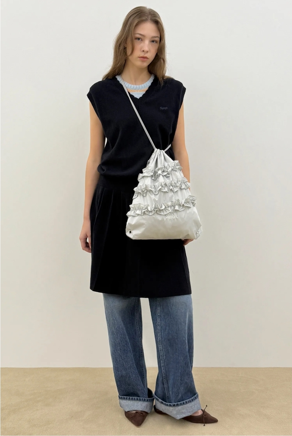 SINOON Ruffle String Bag