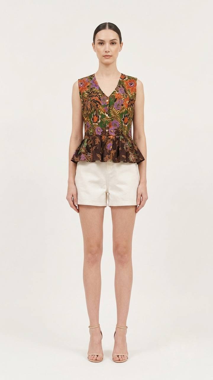 T2768 - Mekar Delima Peplum Batik Top 