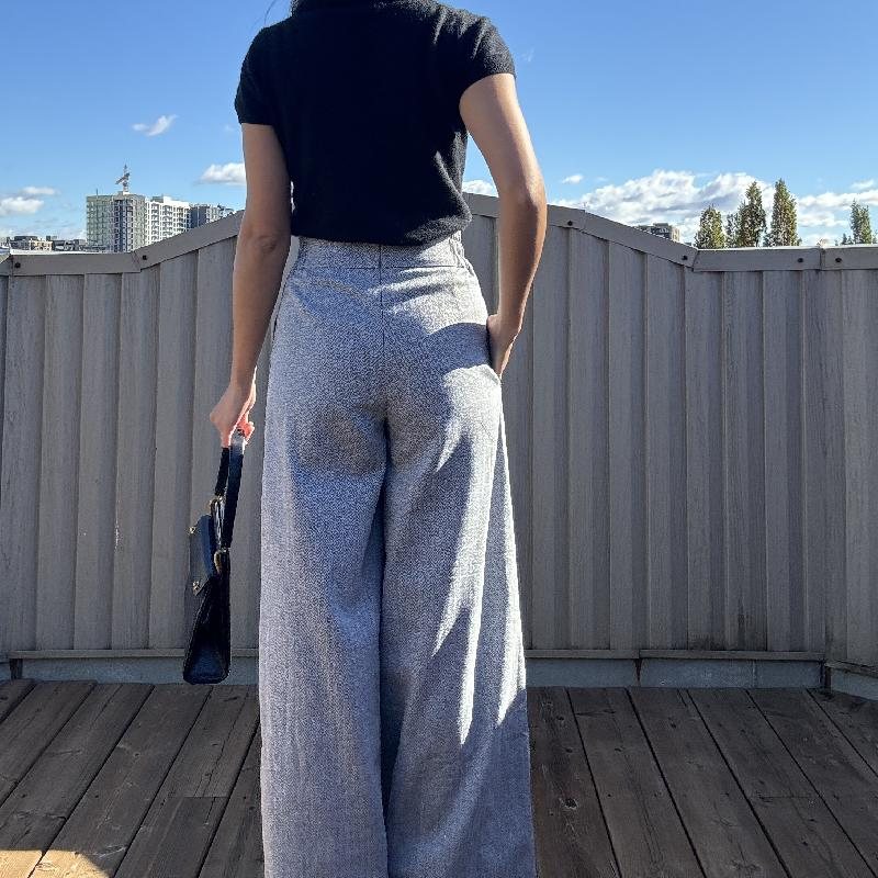 (Custom-Made) Marlene Pants - Chevrons Wide-Legged &High-waisted Pants with Pleat - Available in Different Colours (FM221)