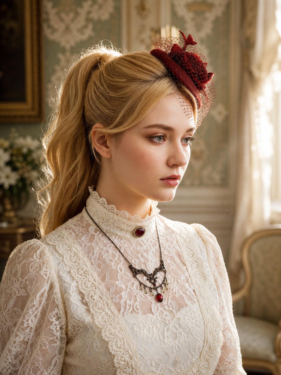 血色玫瑰的晚宴 ∙ 維多利亞歌德復古紅寶石鎖骨頸鍊Crimson Rose’s Banquet ∙ Victorian Gothic Ruby Drop Statement Necklace