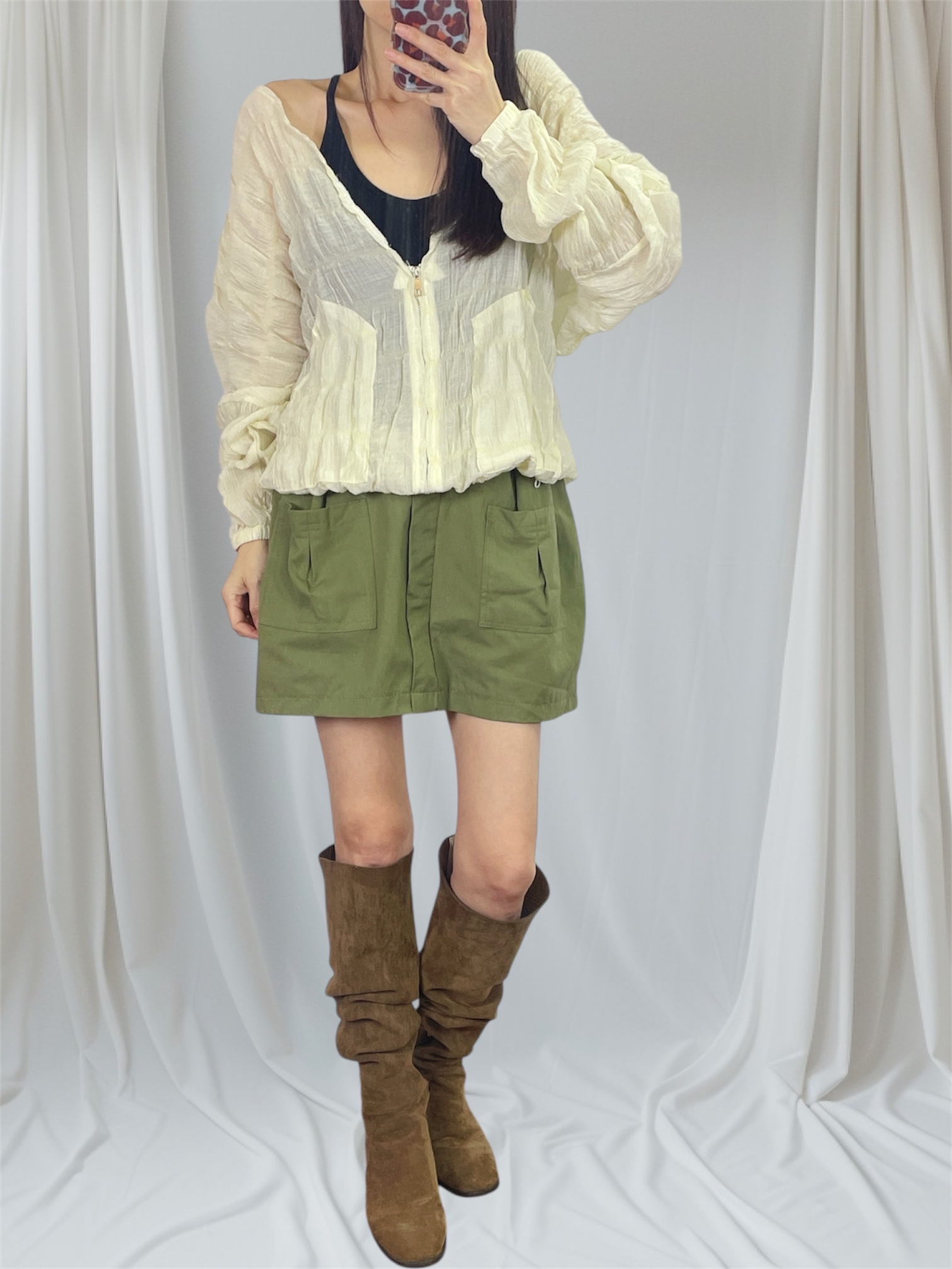 K5550 縐紋雪紡束腳外套