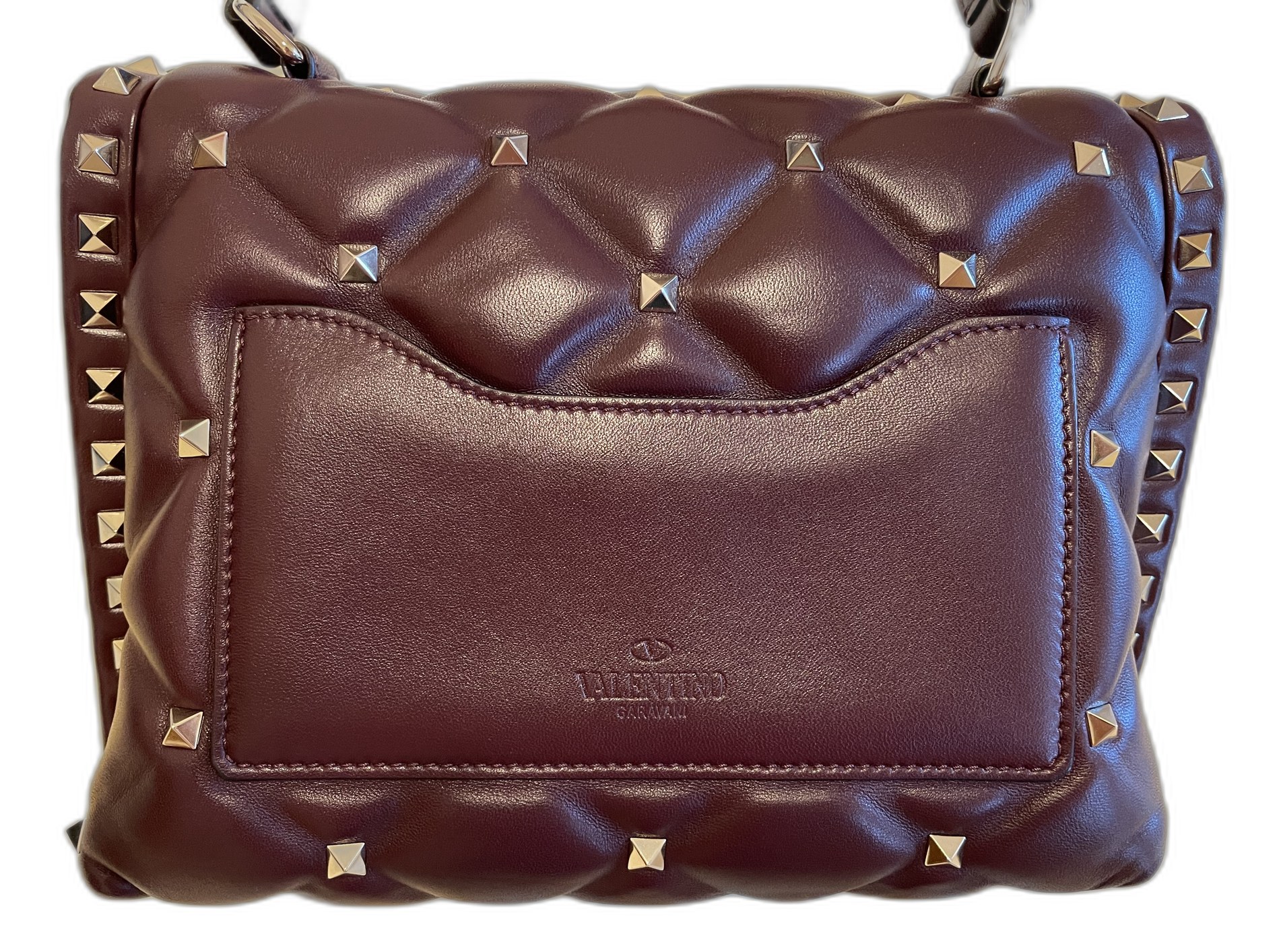 ［Preloved] Valentino Garavani Rockstud burgundy top-handle bag