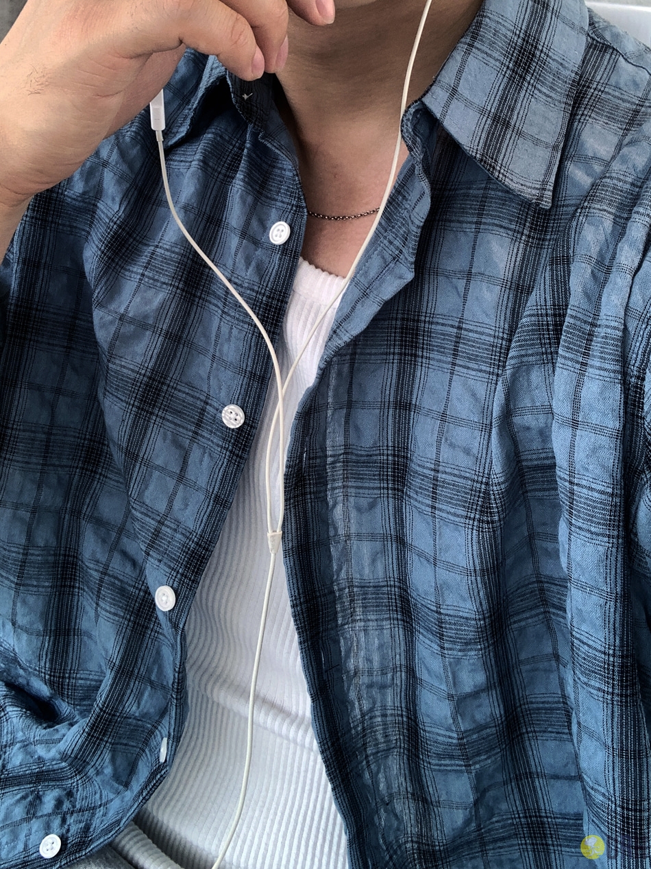 【100%保證韓國直送】韓系 Signature 寬版純色細格紋短袖襯衫 👕 [6 color] RL114946