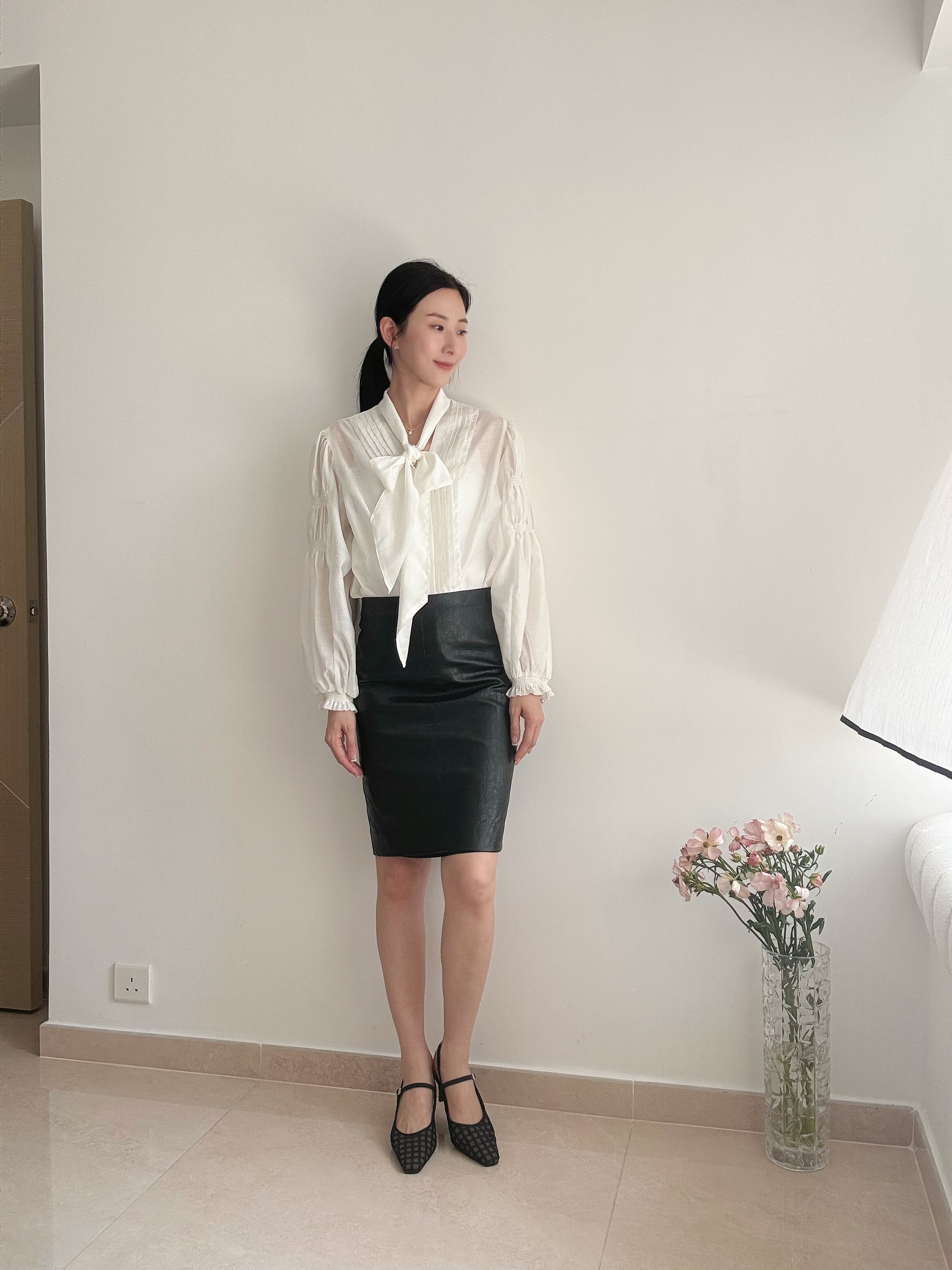 AMORA elegant tie blouse