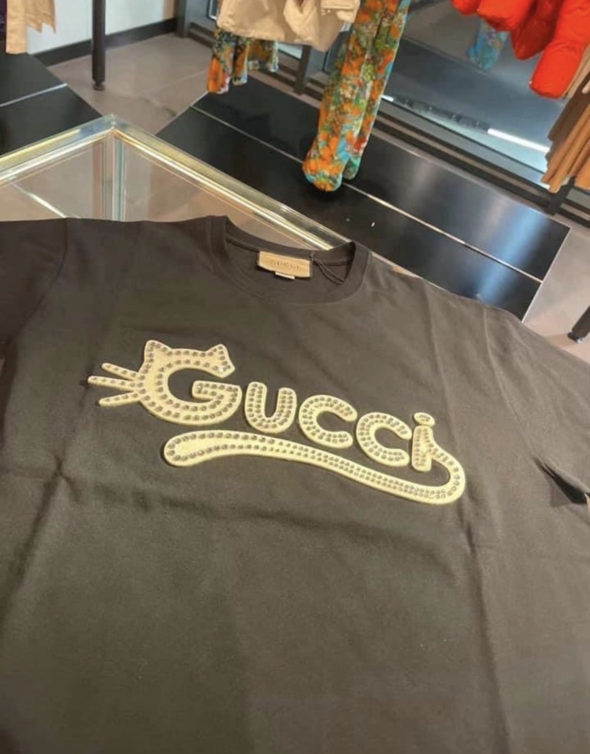 Gucci 黑白水晶貓貓🐱 oversized tee