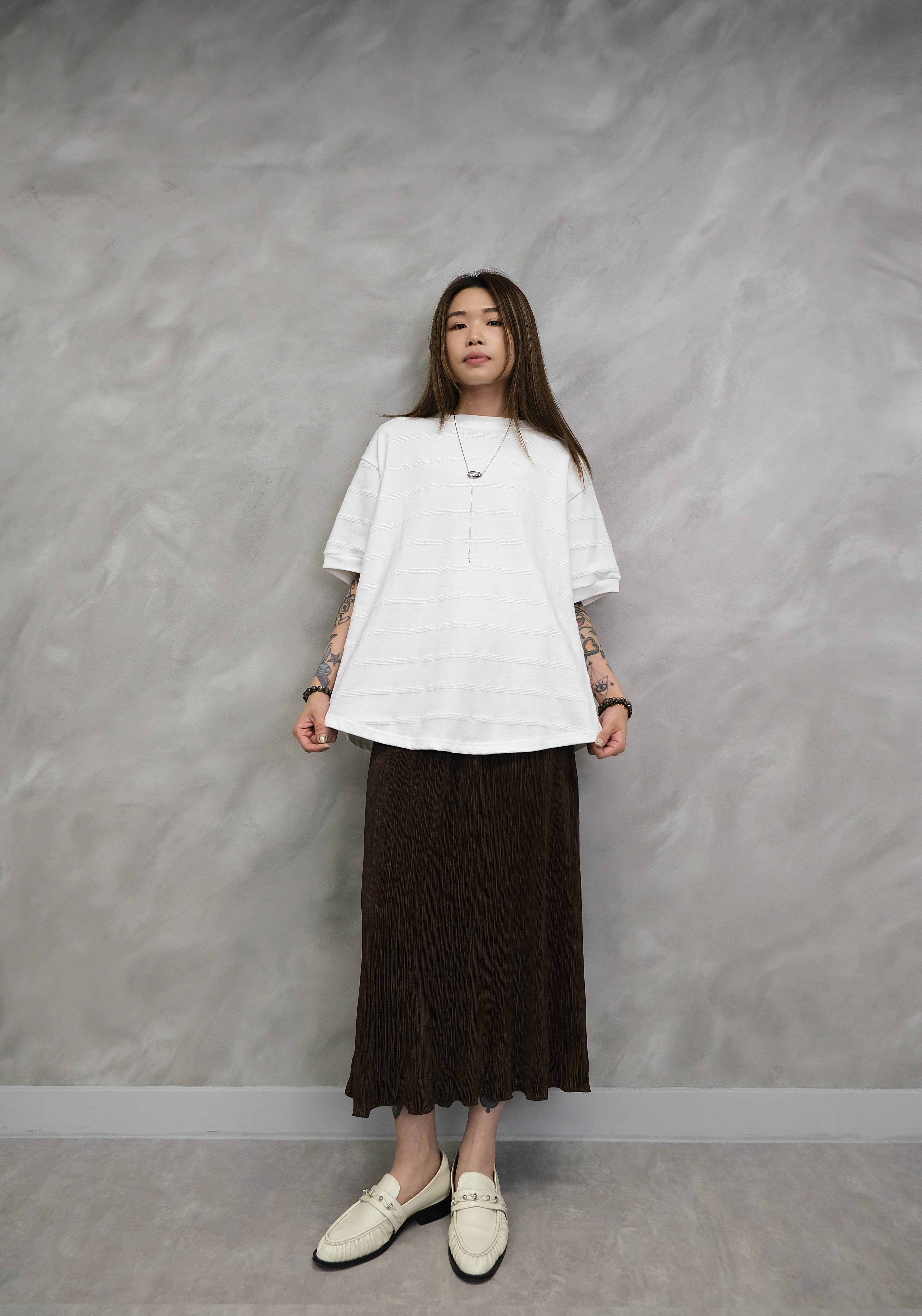 (Unisex )Tonal horizontal texture tee #top30