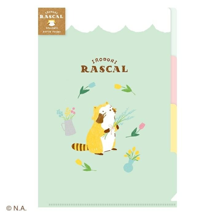 現貨｜IRODORI RASCAL 小浣熊 日本製 A5 3層 文件夾 Folder (花 QE207)