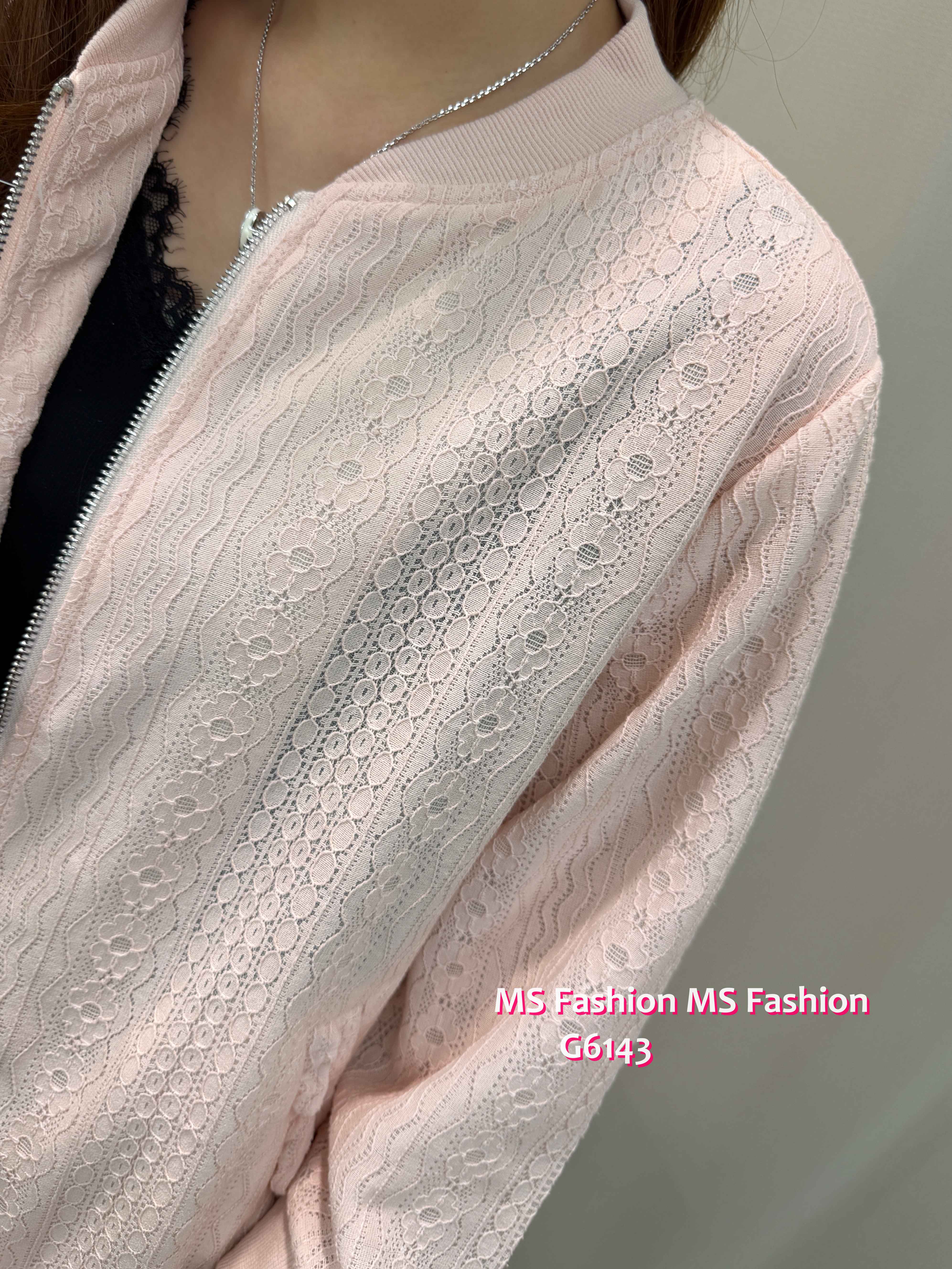 G6142 韓國🇰🇷lace中袖拉鏈外套