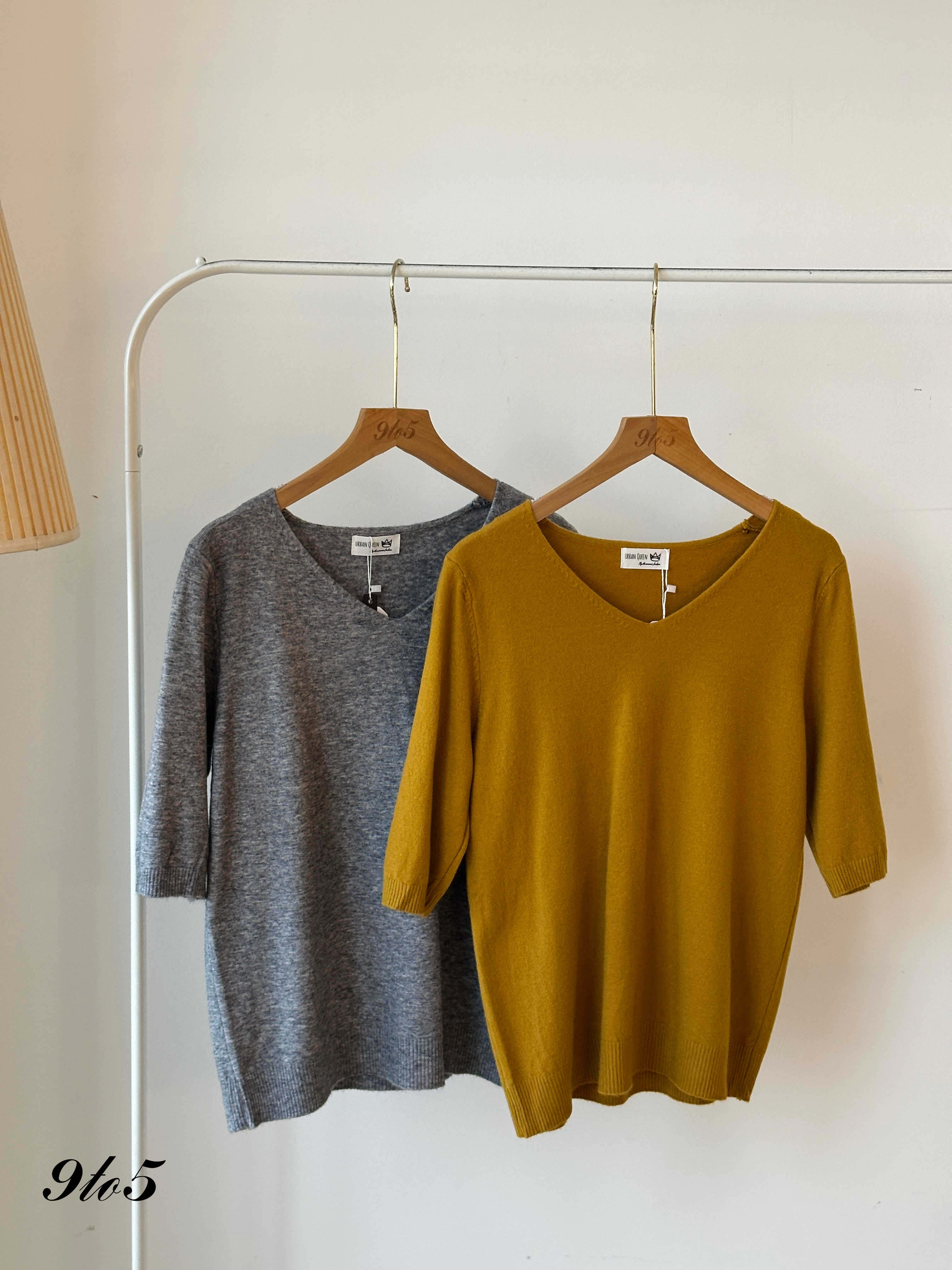 T3929 V Neck Knit Top - 7 Colors