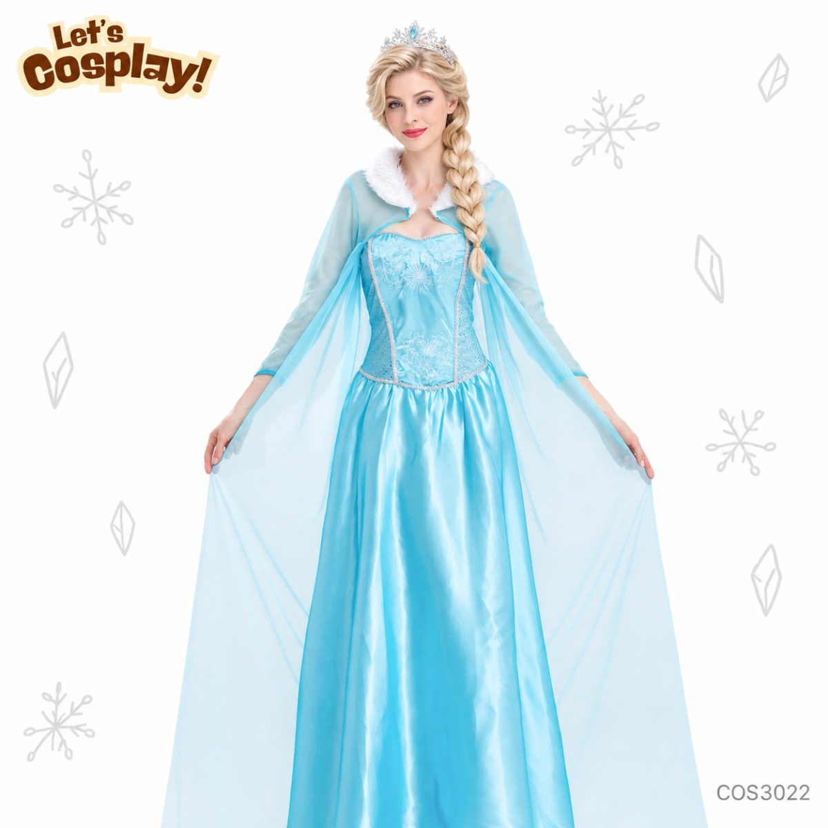 Frozen 主題 成人公主裙｜冰雪女王 Cosplay 服裝｜萬聖節角色扮演服｜聖誕派對禮服｜香港現貨 Lets Cosplay