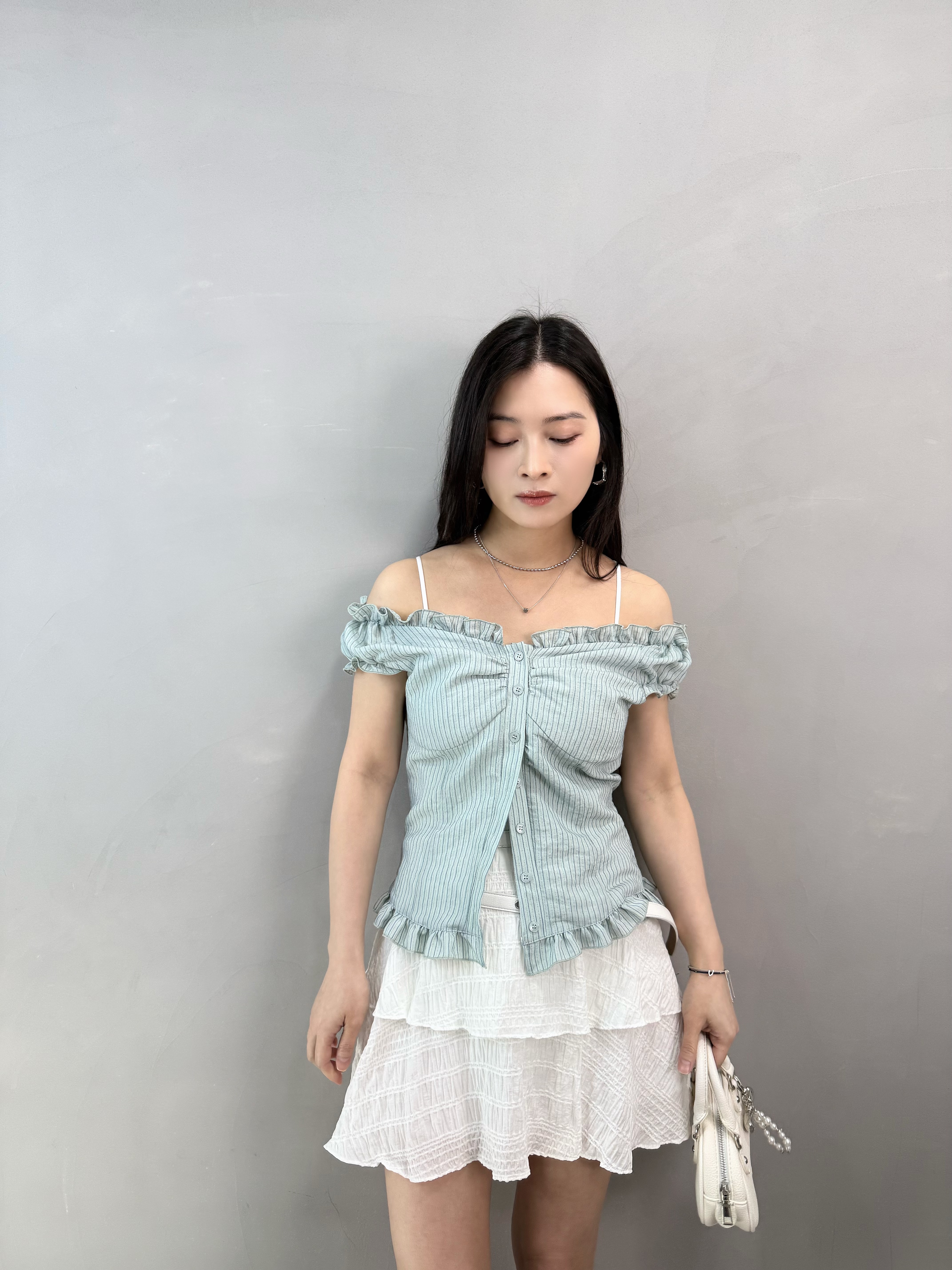 M82 兩著條子Ruffle Top