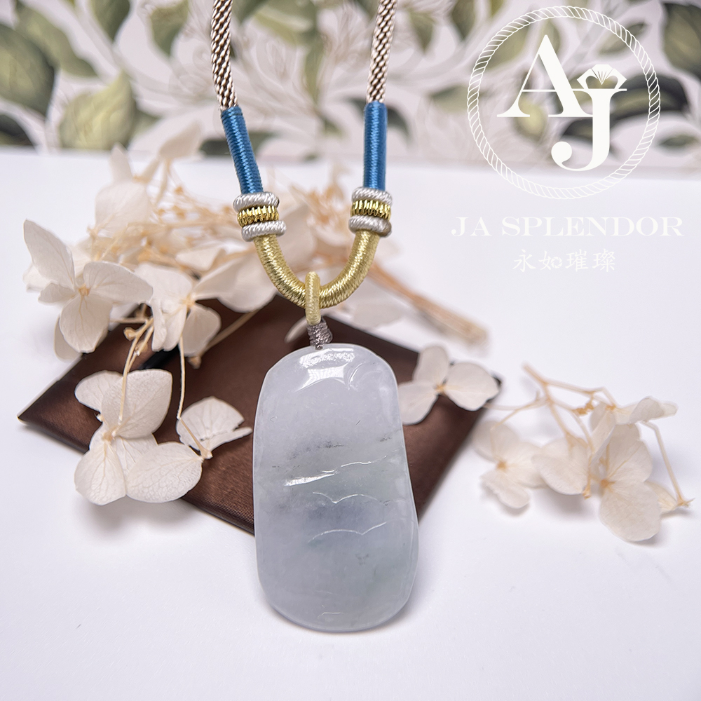 JNS-269 天然翡翠A玉  墨翠雲烟平安無事牌吊墜