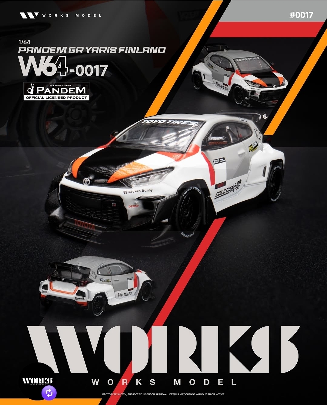 (預訂 Pre Order) Works Model (W640017) 1/64 PANDEM GR YARIS FINLAND