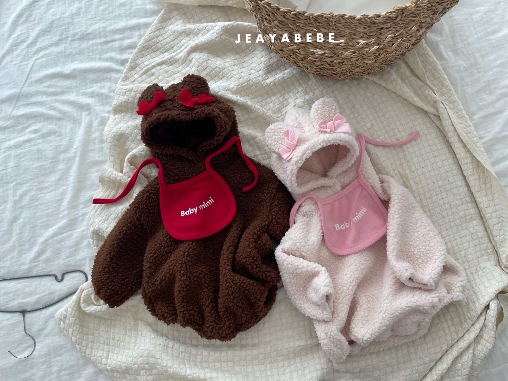 Jeayabebe | Bear brown set (連身+口水巾)