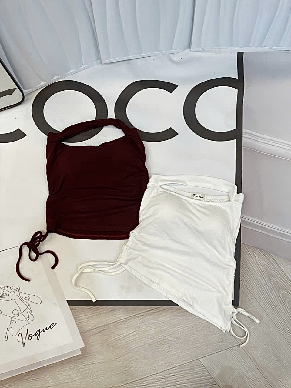 抹胸褶皺側邊抽繩