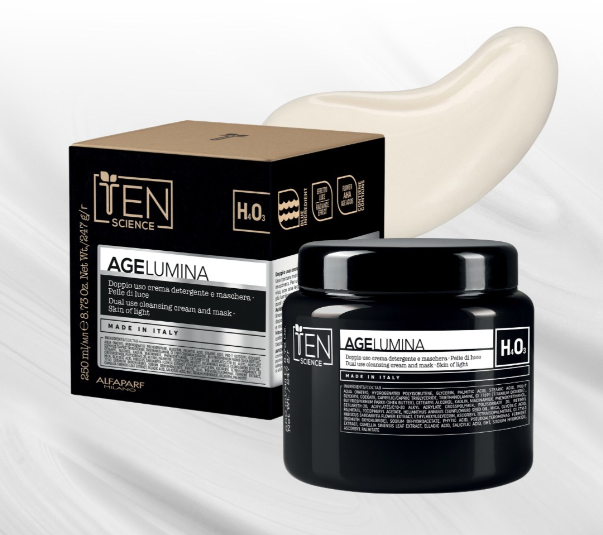 意大利 TEN SCIENCE AGE 花酸海洋抗老面霜面膜 250ML | TEN SCIENCE AGE 光感煥白雙用潔膚霜面膜 250G專業線SALON裝 