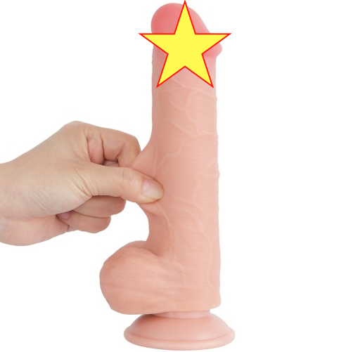 Lovetoy 8" 附陰囊帶包皮仿真陽具 - 肉色