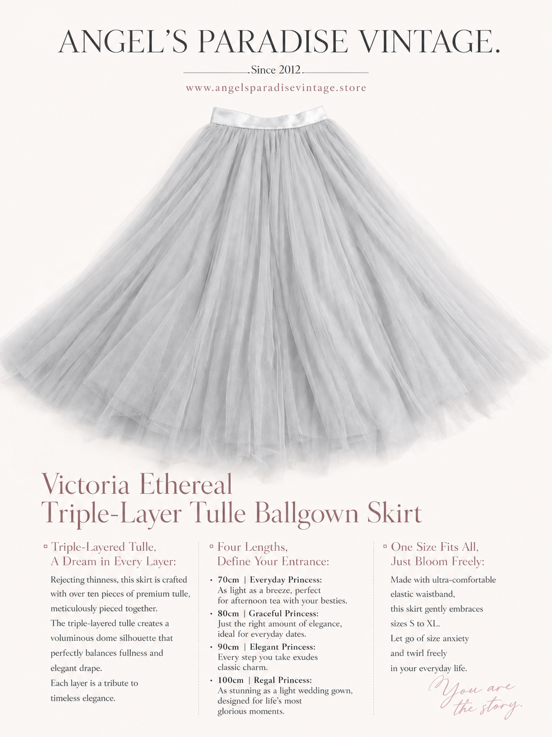 維多利亞繾綣夢幻三層輕紗大圓台蓬蓬裙 Victoria Ethereal Triple-Layer Tulle Ballgown Skirt