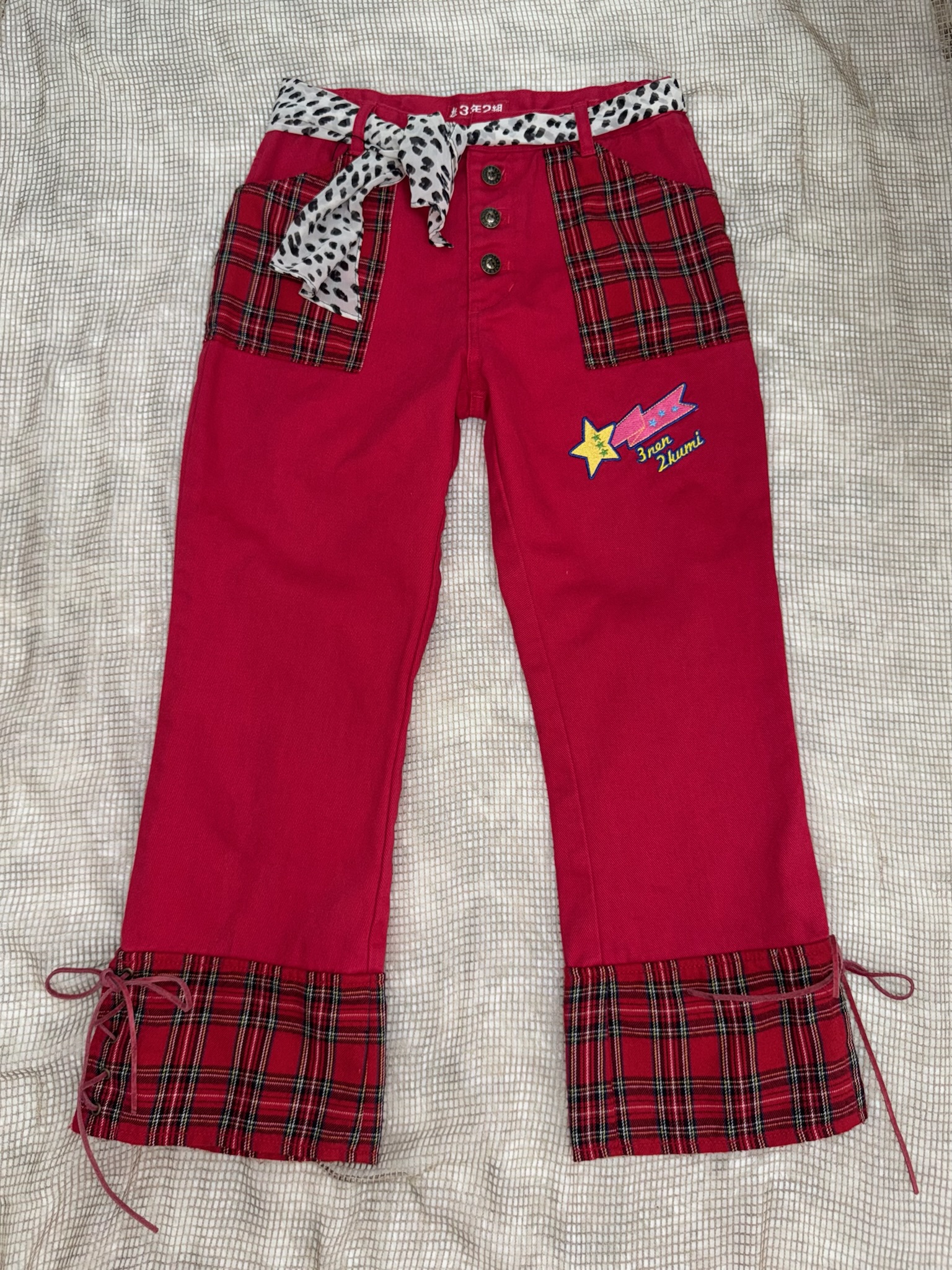3年2組 J-Fashion Y2k Harajuku Star Embroidered Trousers